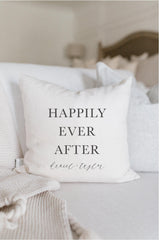 Personalized Wedding Throw Pillow: Happily Ever After Cotton Cushion