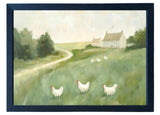 Wood Framed Print - Chicken Pasture - Handmade in USA, gallery wall art, framed decor