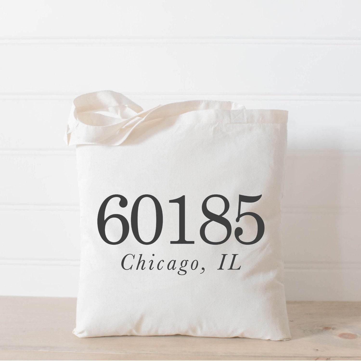 Personalized Zip Code Tote Bag: Organic Cotton Wedding Favor