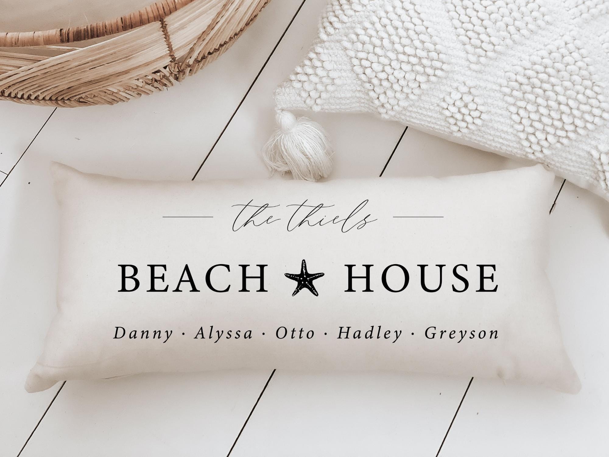 Lumbar Pillow - Personalized Beach House - Farmhouse Style, home décor, wedding gift, engagement present, housewarming, cushion