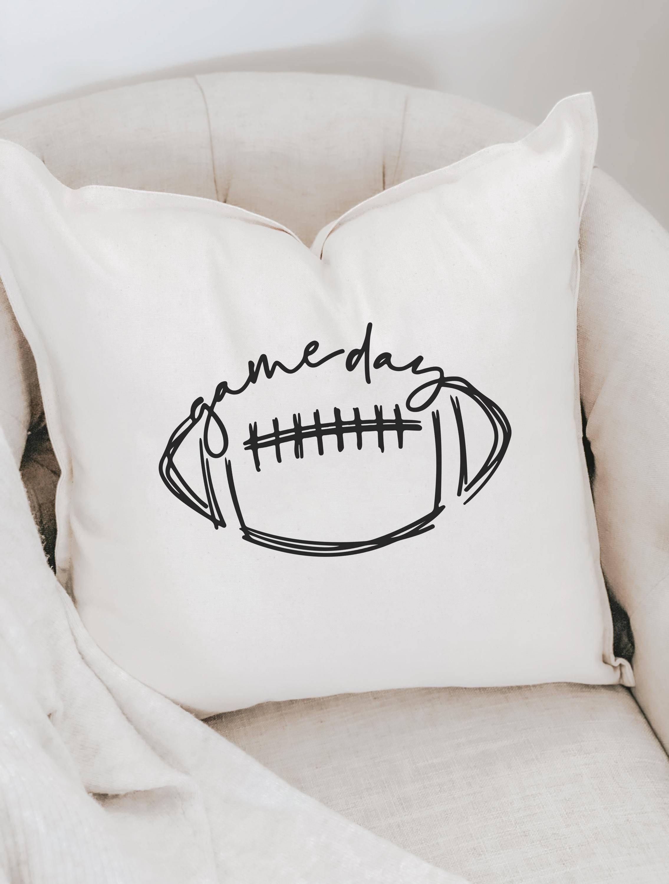 Throw Pillow - Game Day, Outer Edge Seam, calligraphy, home decor, wedding gift, engagement present, housewarming gift, cover
