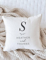 Throw Pillow - Personalized Initial and Names, couple, wedding gift, engagement gift, newlywed, valentines day gift, love, throw, cushion