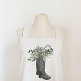 Boots Watercolor Apron: Unbleached Cotton Kitchen Decor
