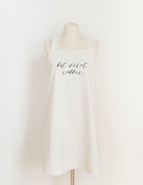Coffee First Apron: Unbleached Cotton Cross Back Kitchen Decor