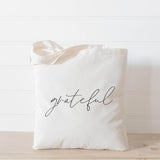 Tote Bag - Grateful Script, fall decor, apple picking, autumn essentials, housewarming gift, lifestyle decor, accessory bag