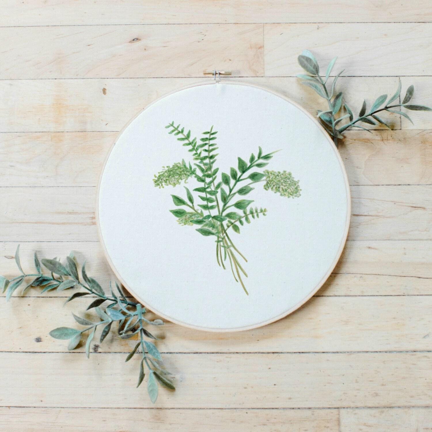 Embroidery Hoops - Eucalyptus Bunch Watercolor