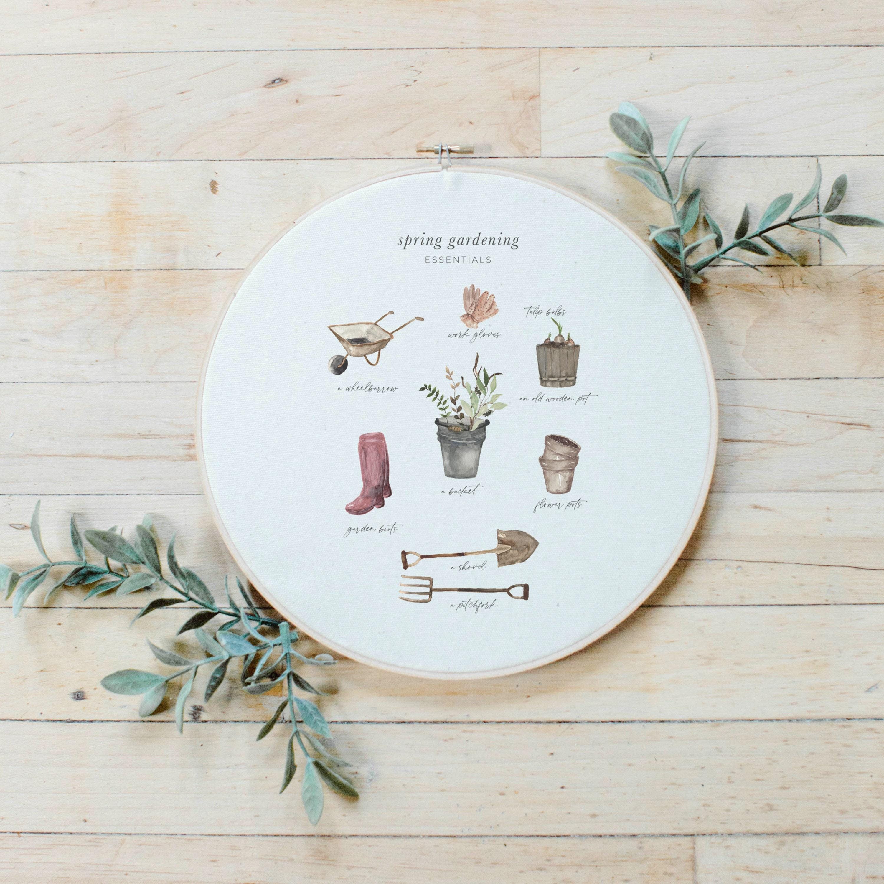 Embroidery Hoops - Garden Essentials Watercolor