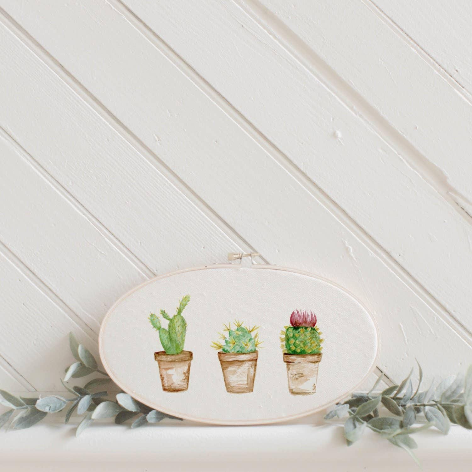 Embroidery Hoops - Cactus Watercolor
