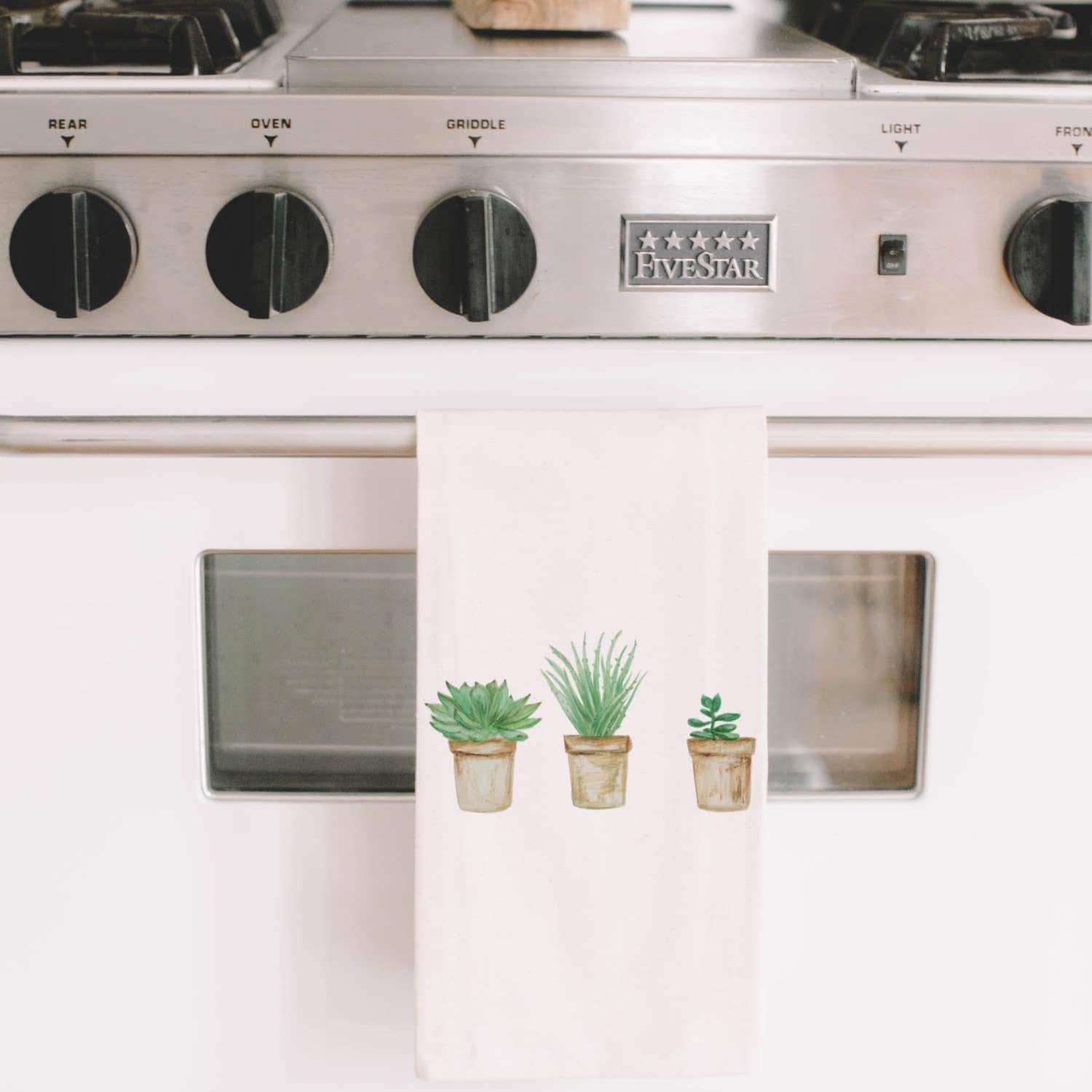 Tea Towel - Succulent Pots Watercolor
