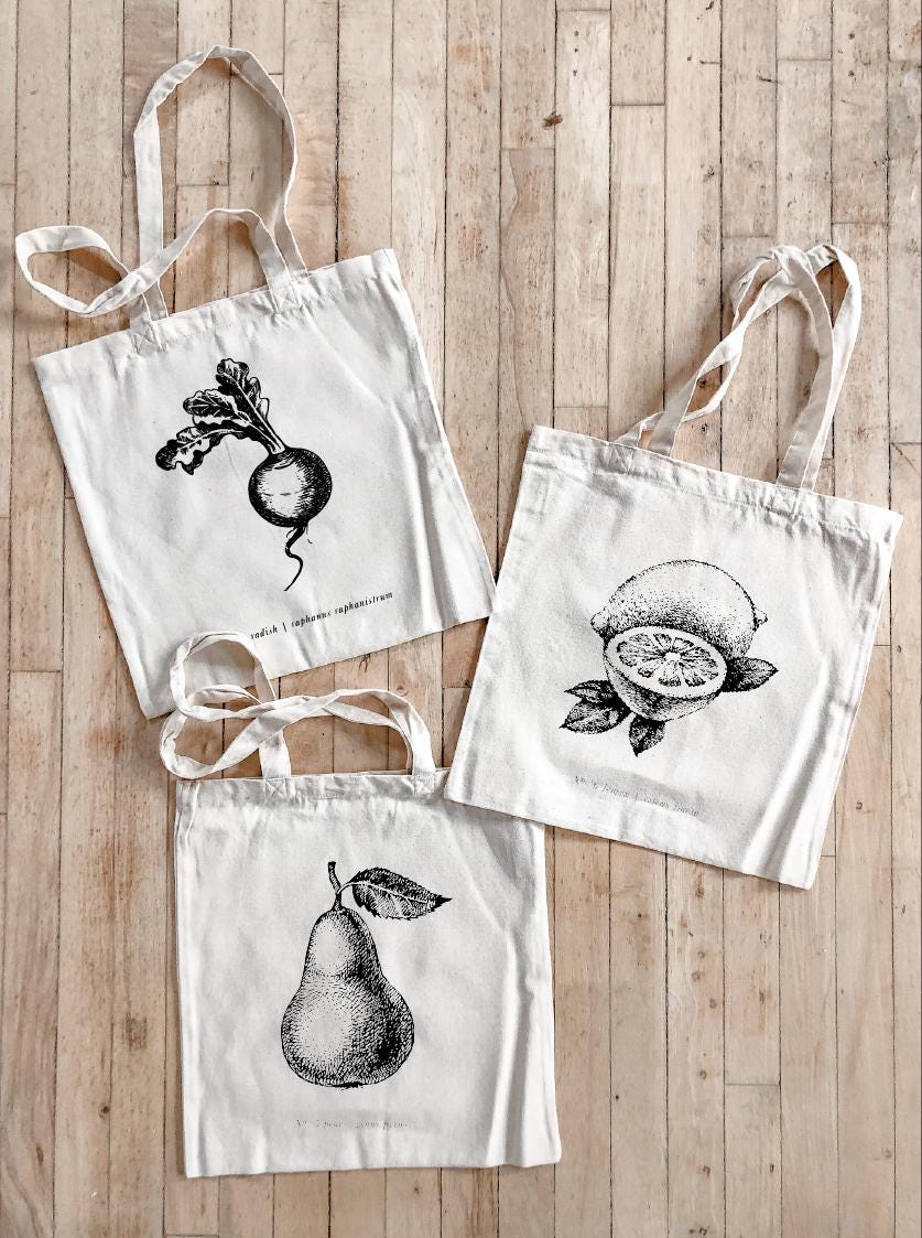 Tote Bags - FruitsVeggies Color