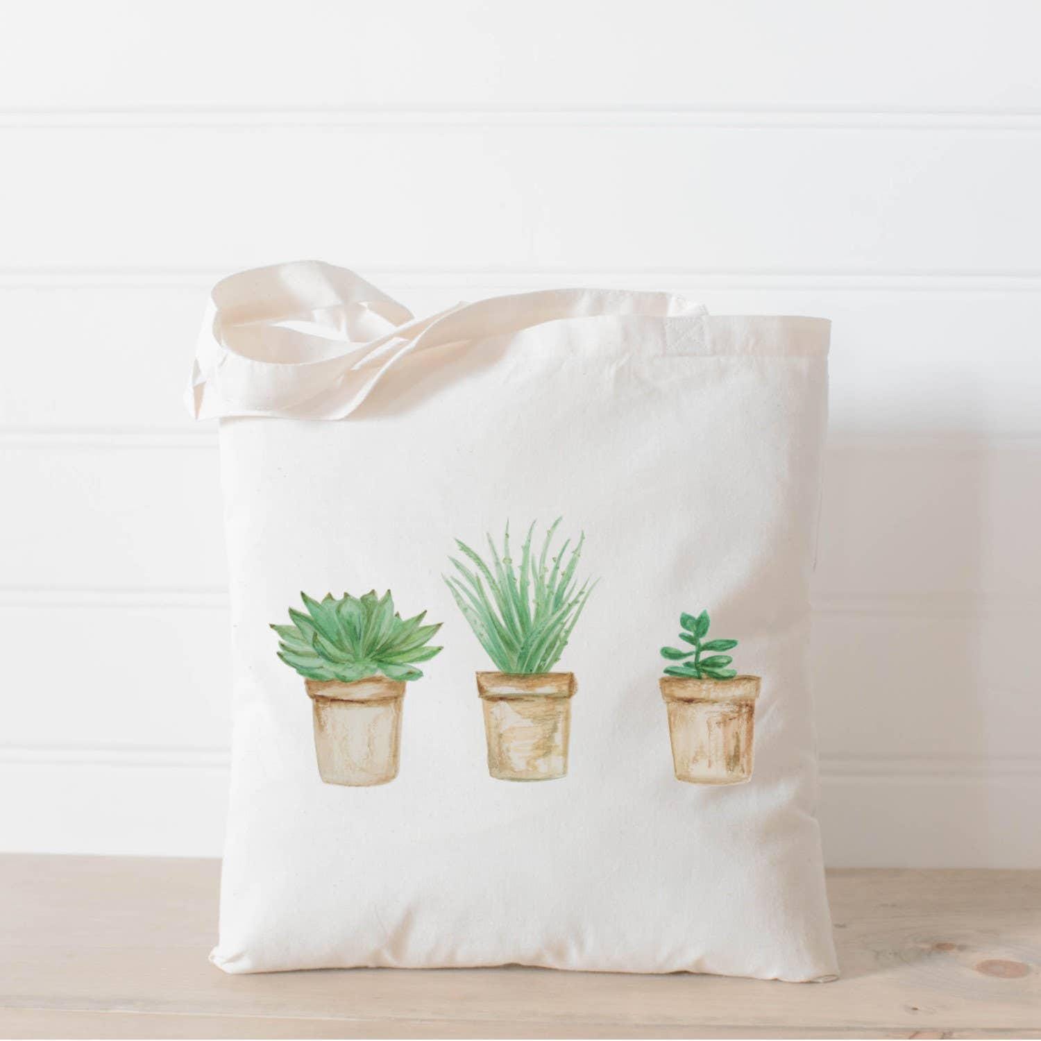 Tote Bags - Succulent Pots Watercolor