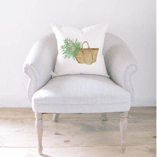 Throw Pillows - Market Basket Flowers Watercolor