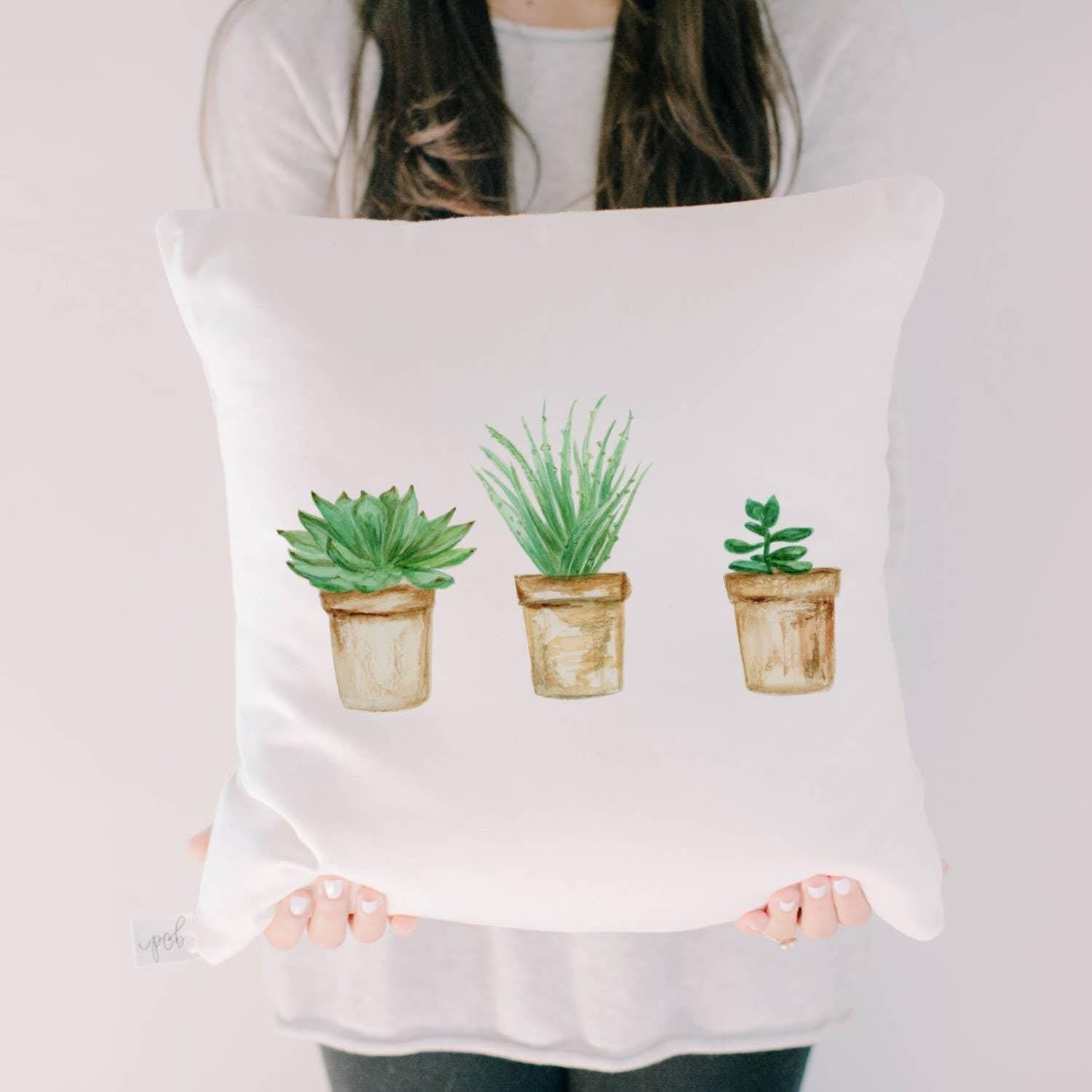Throw Pillows - Succulent Pots Watercolor