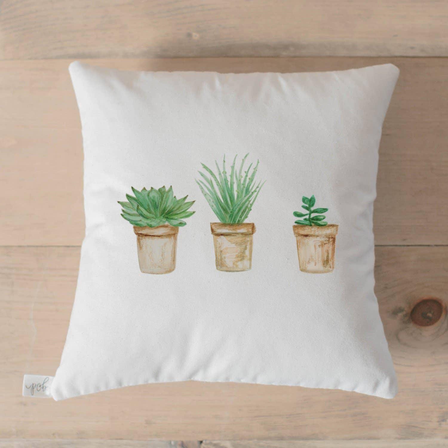 Throw Pillows - Succulent Pots Watercolor