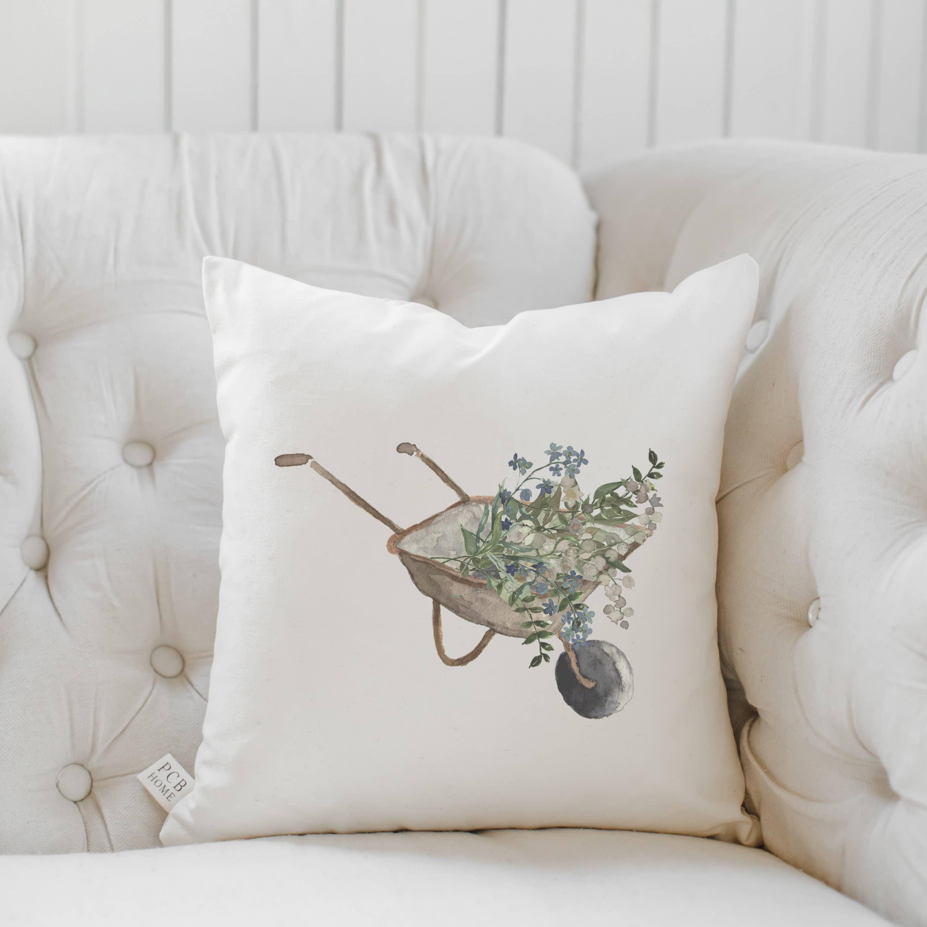Throw Pillows - Wheel Barrow Watercolor
