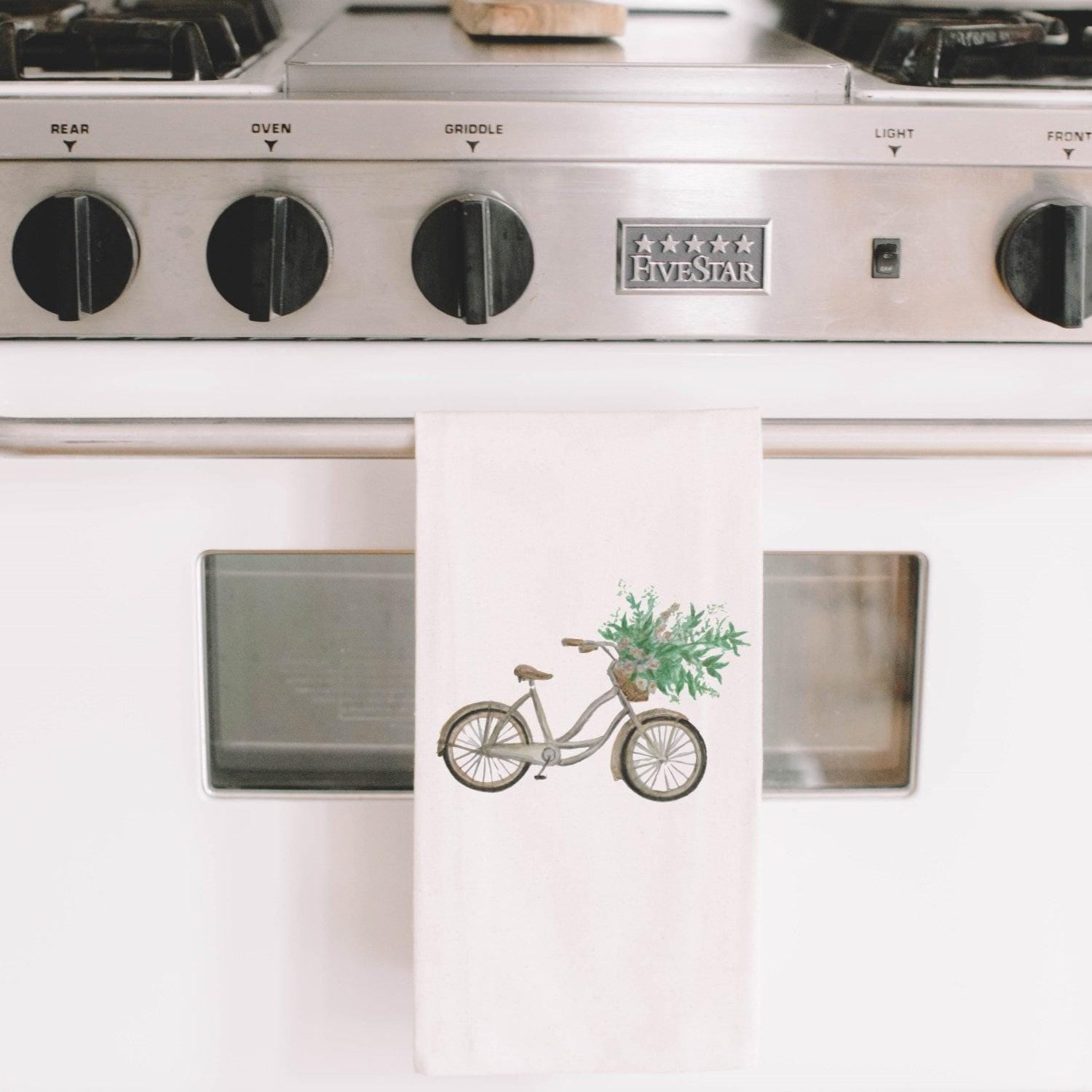Tea Towel - Floral Bike Watercolor