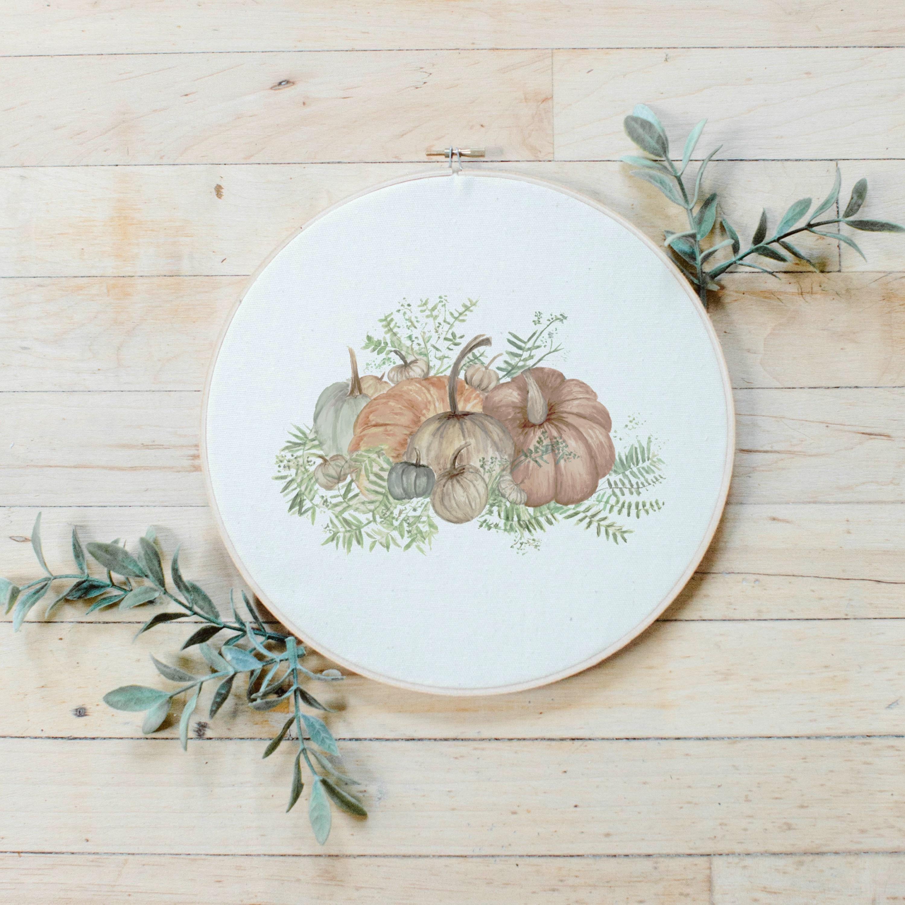 Embroidery Hoops - Pumpkin Bunch Watercolor
