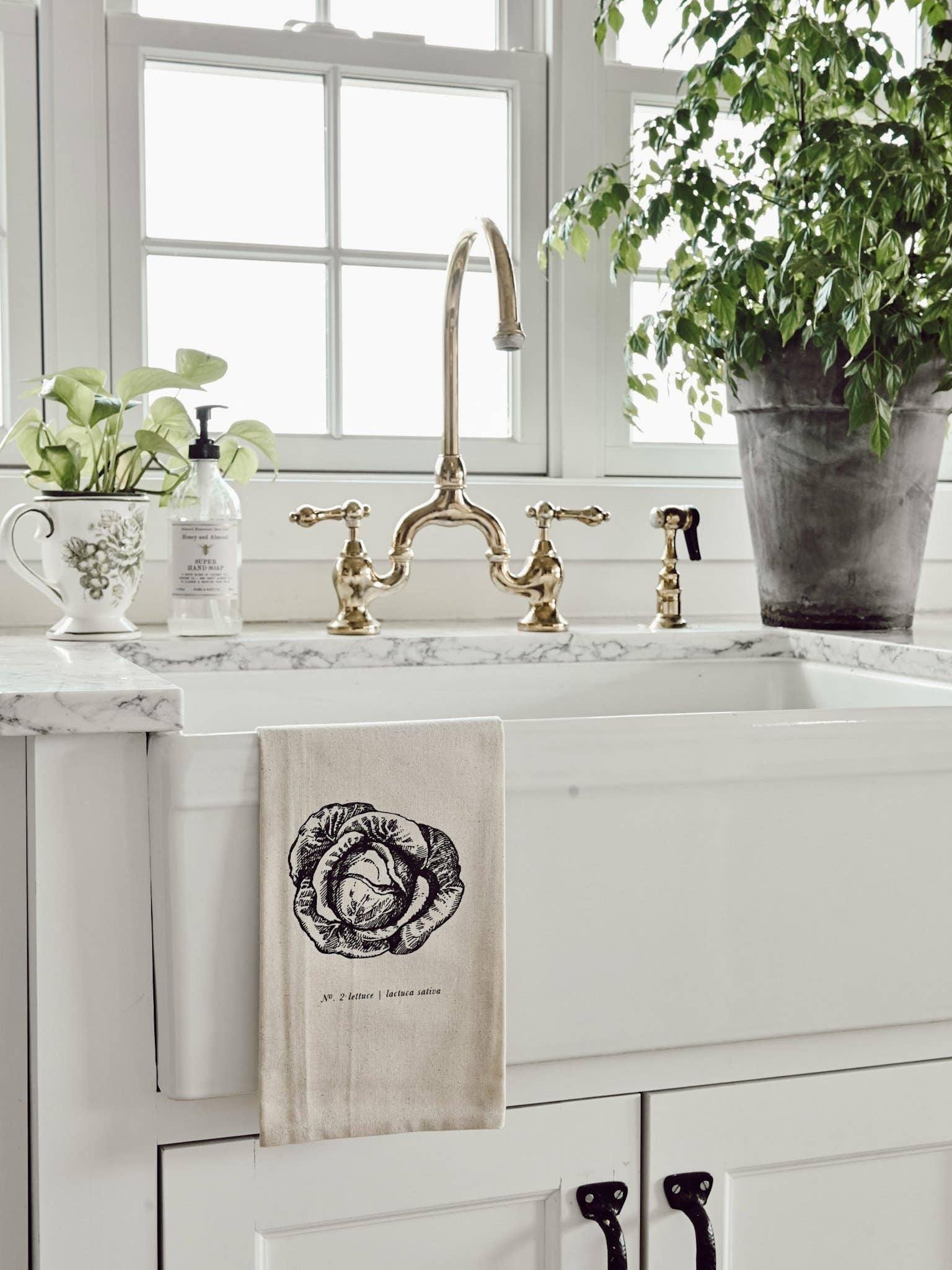 Tea Towel - FruitsVeggies Black + White