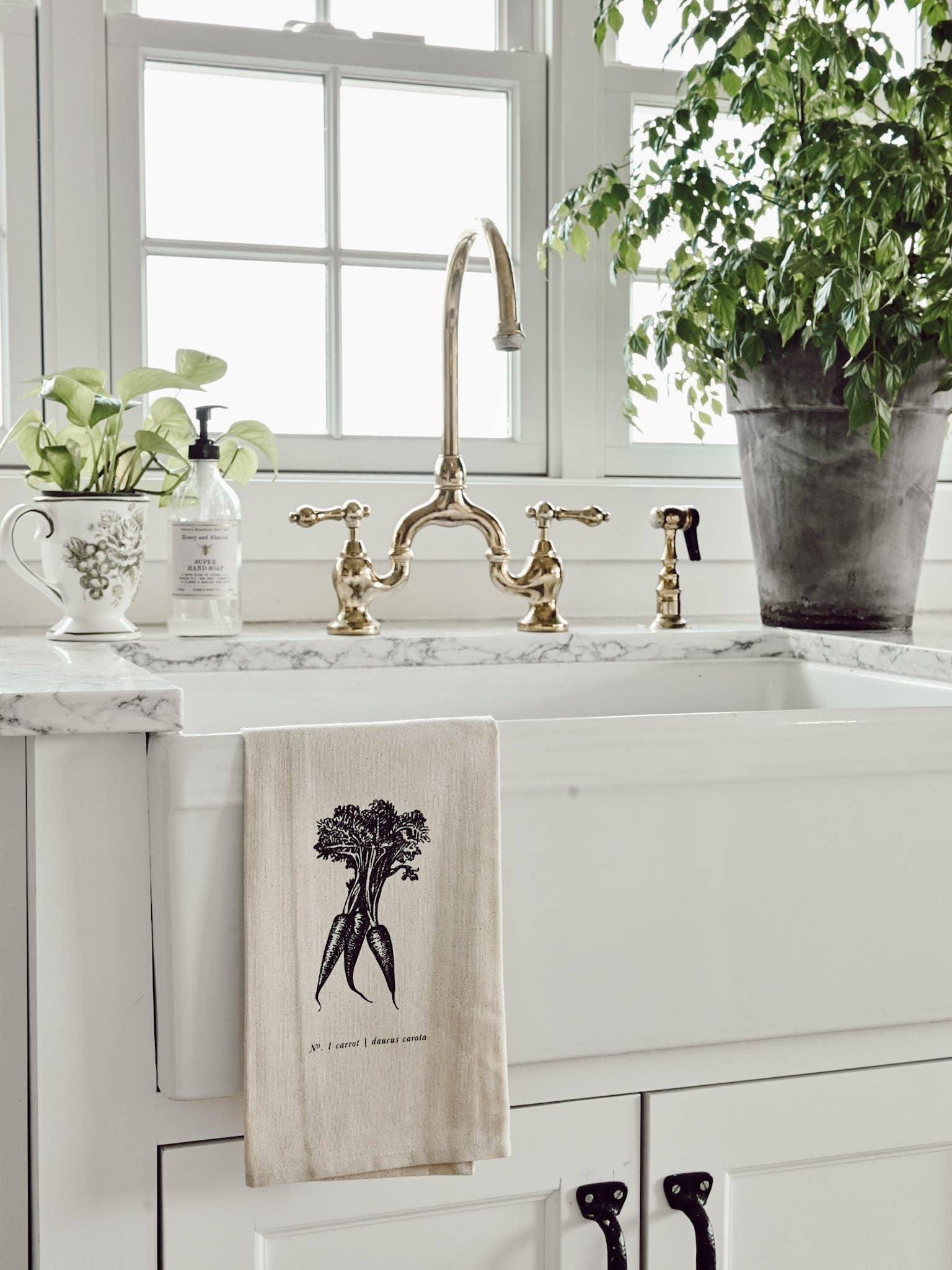 Tea Towel - FruitsVeggies Black + White