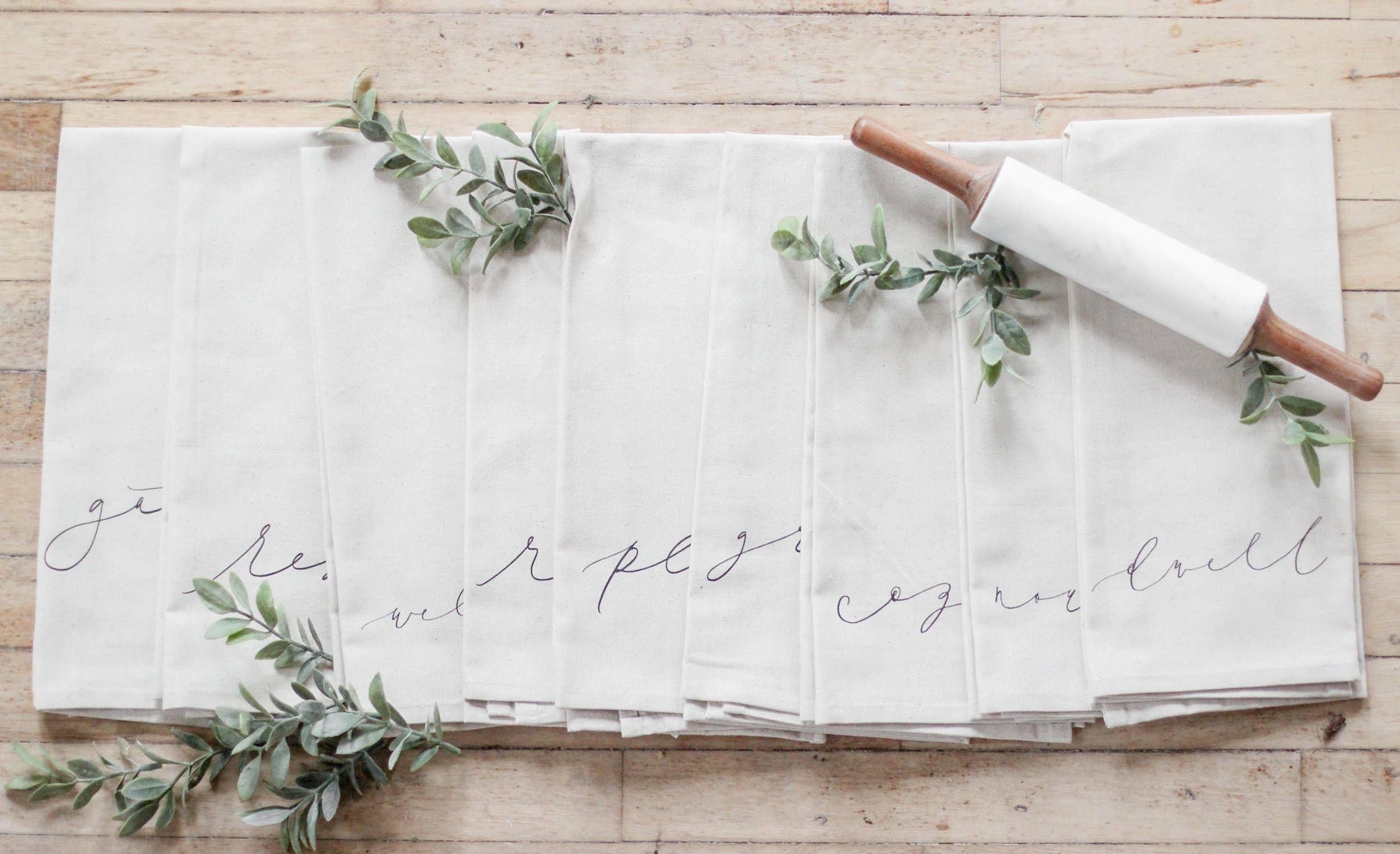 Tea Towel - Cozy Cottage Words