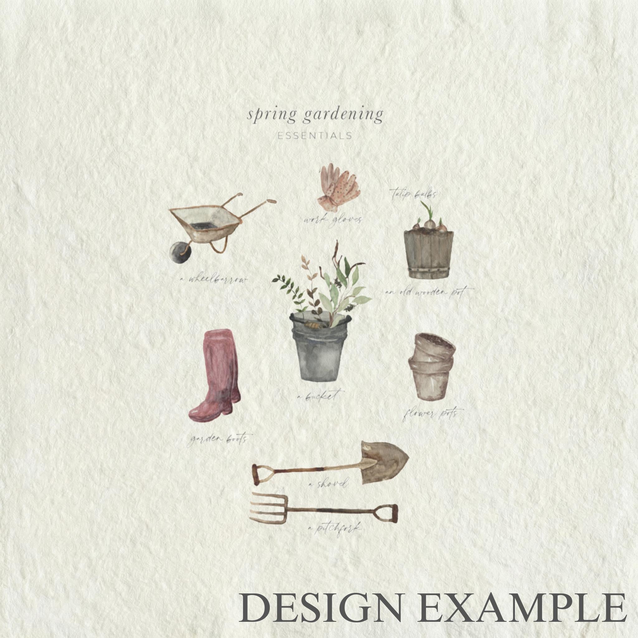 Glass Table Frames & Cards - Garden Essentials Watercolor