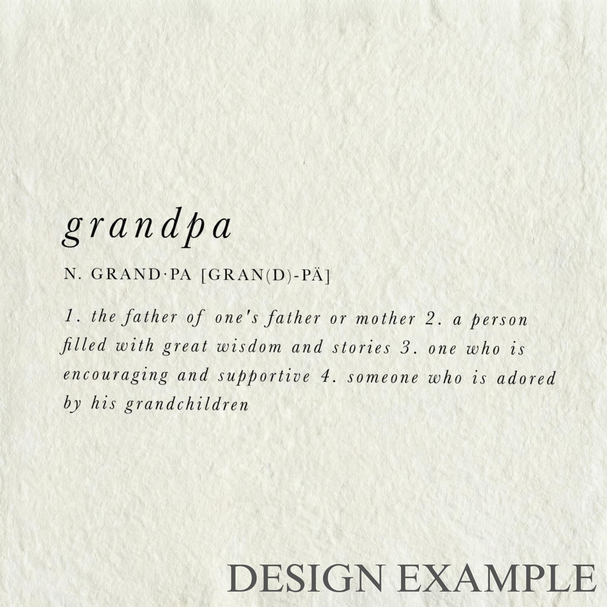 Glass Table Frames & Cards - Grandpa Definition