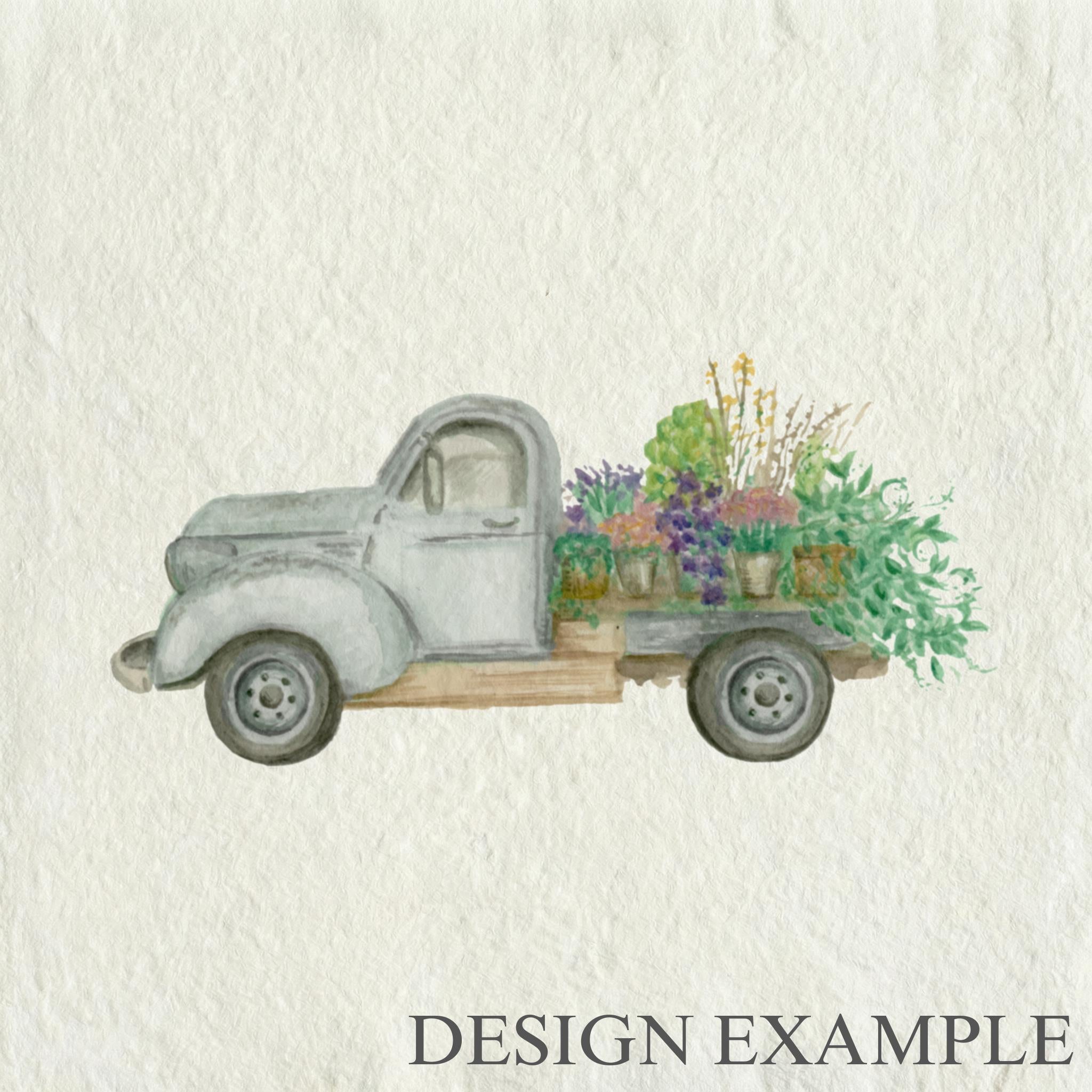 Glass Table Frames & Cards - Floral Truck