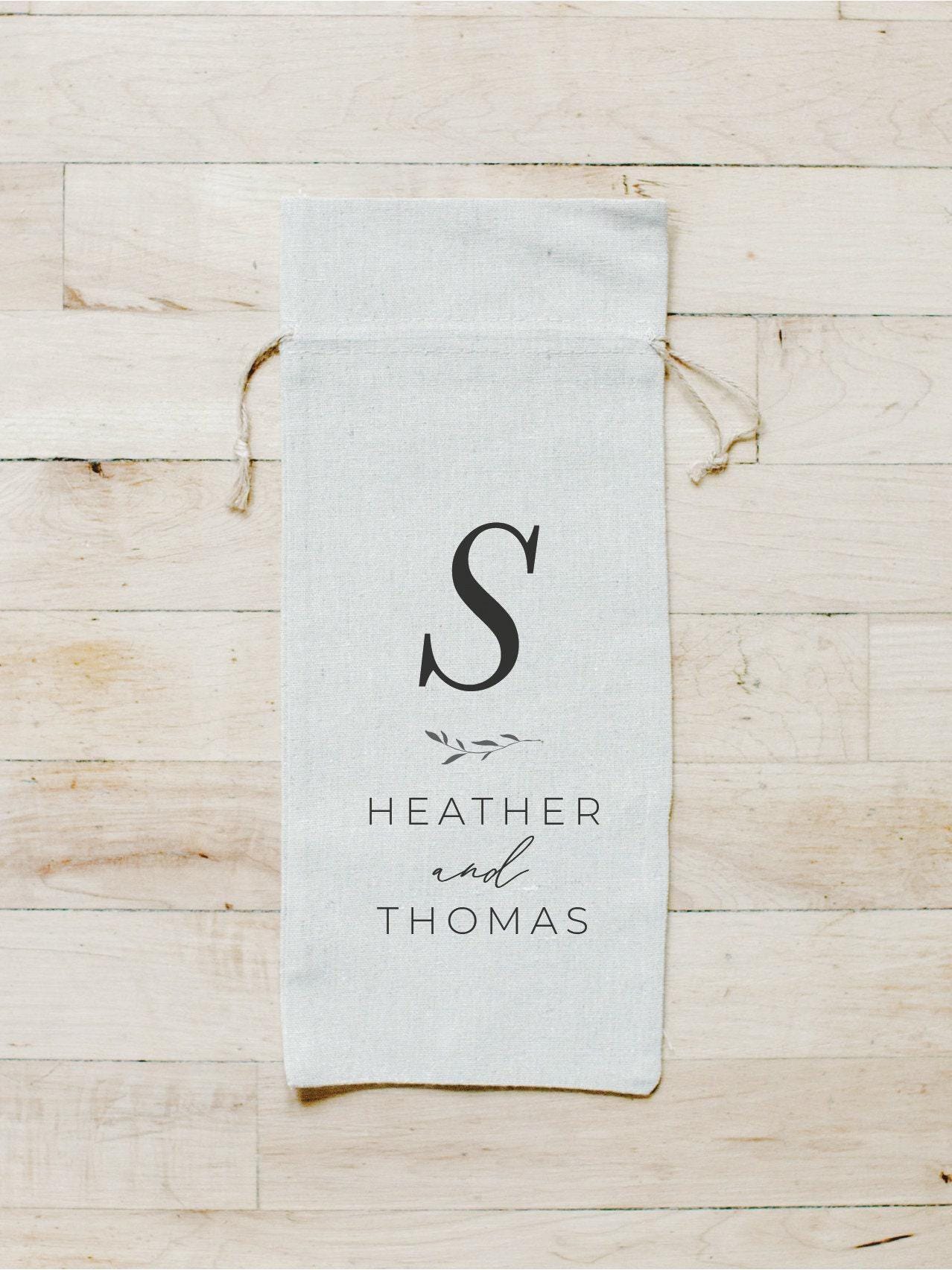 Personalized Wine Bags - Personalized Large Initial And