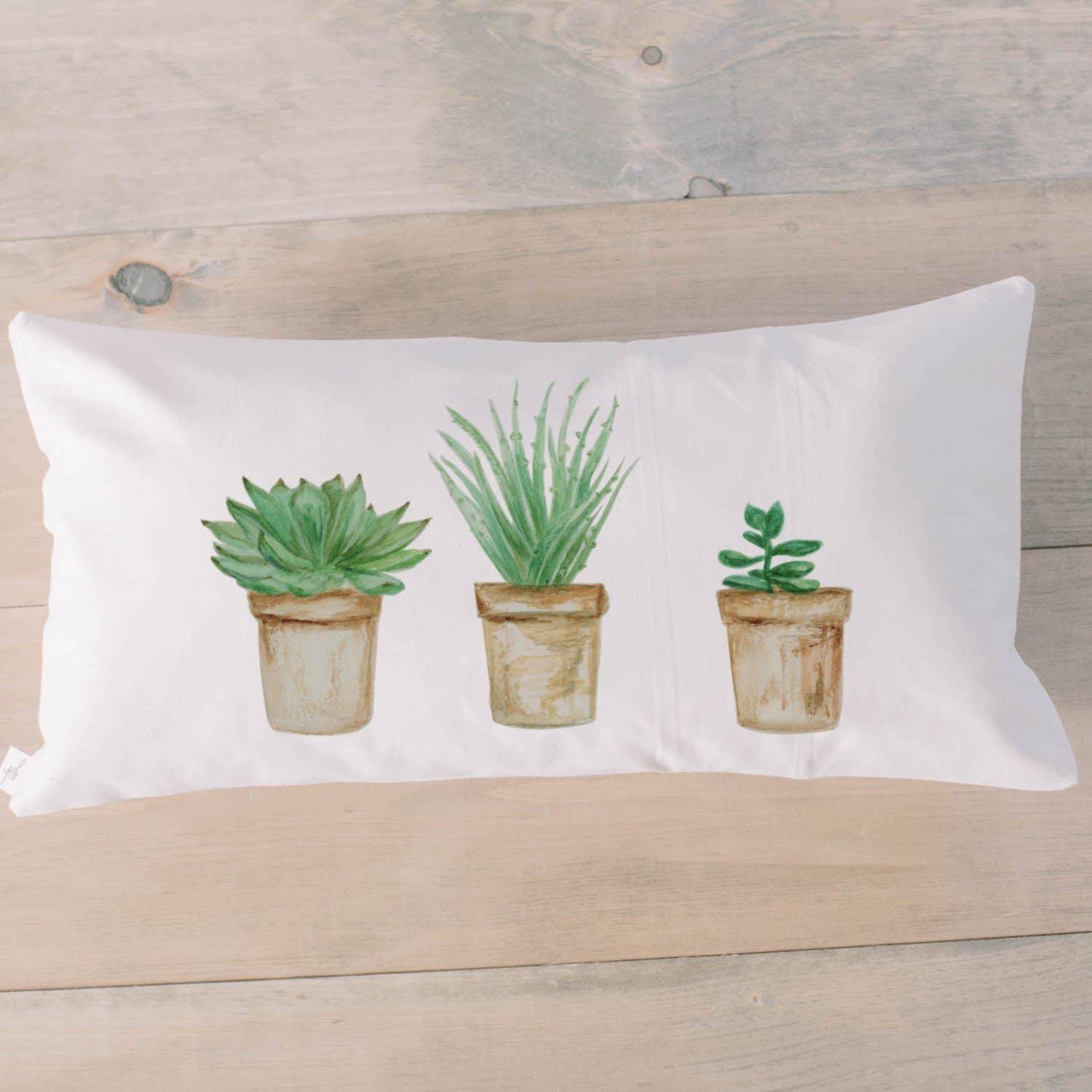 Lumbar Pillows - Succulent Pots Watercolor