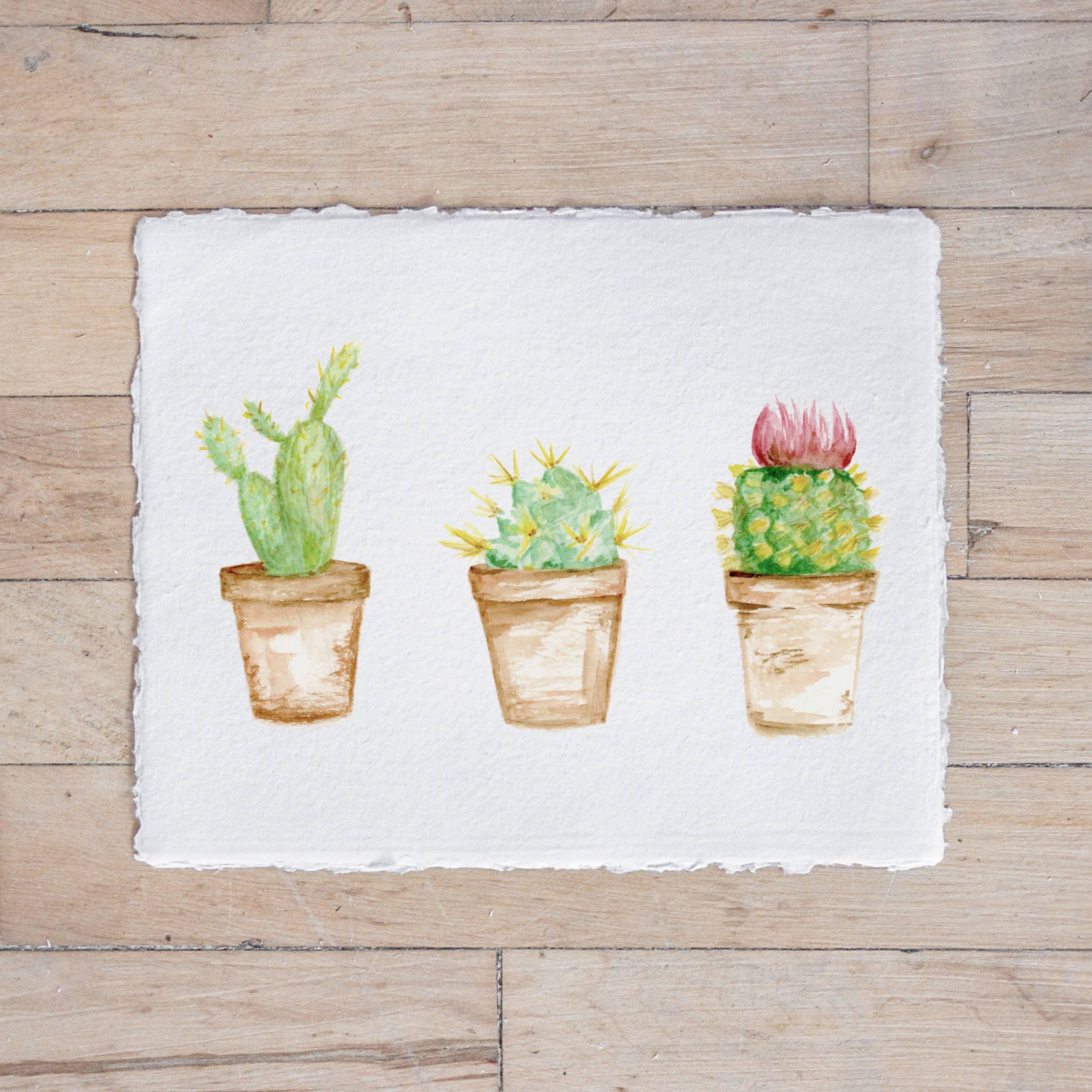 Glass Table Frames & Cards - Cactus Watercolor