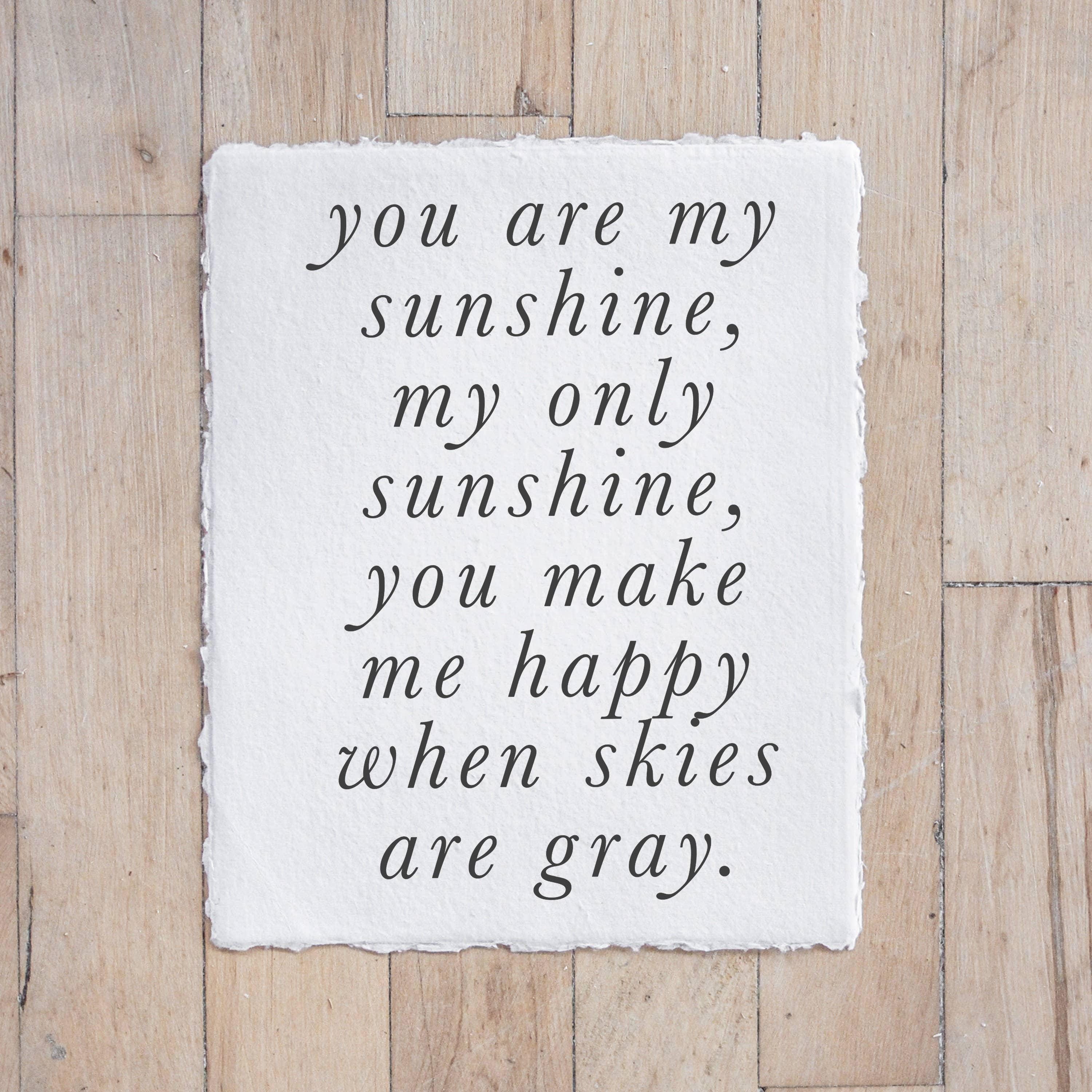 Glass Table Frames & Cards - You Are My Sunshine Type