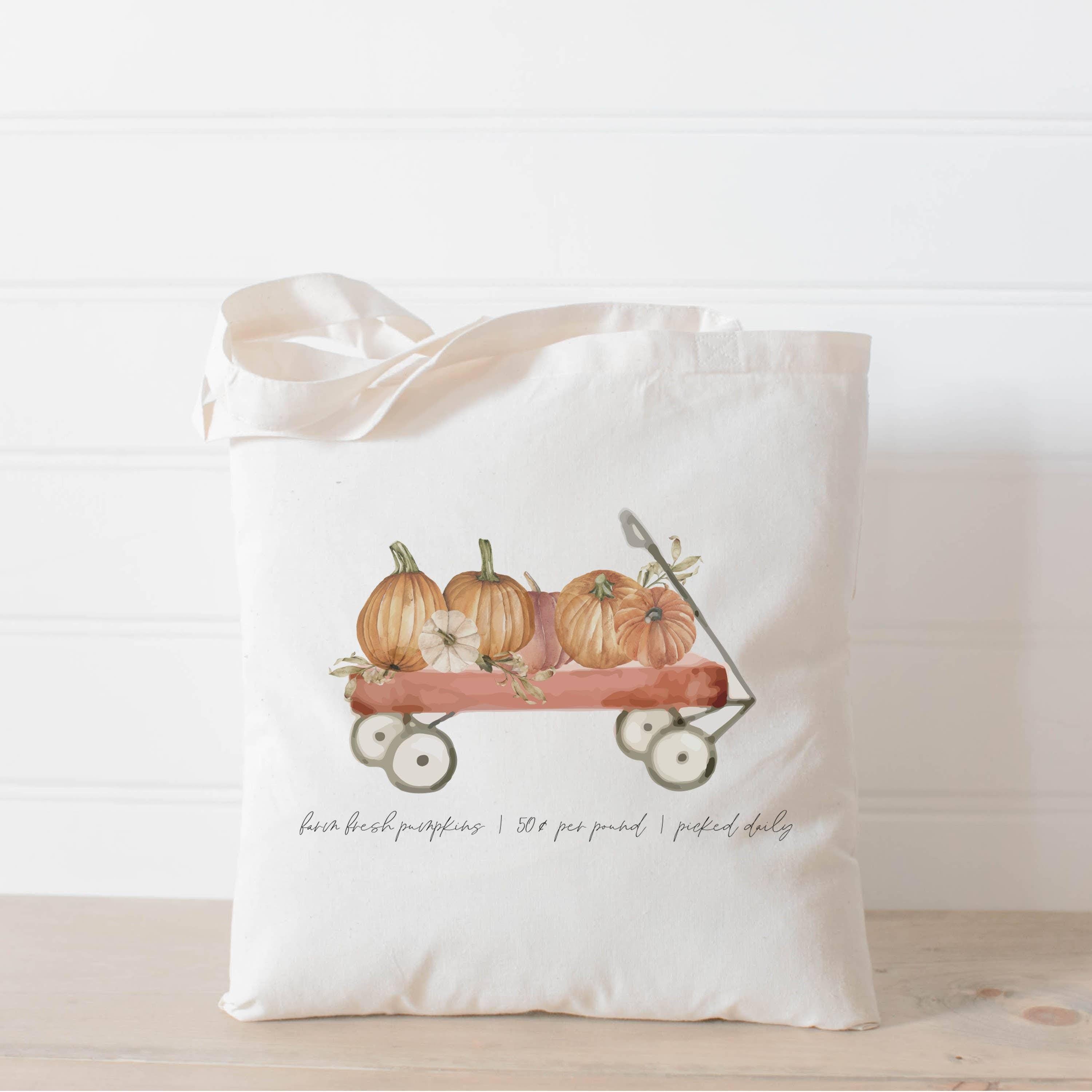 Tote Bags - Pumpkin Wagon Watercolor