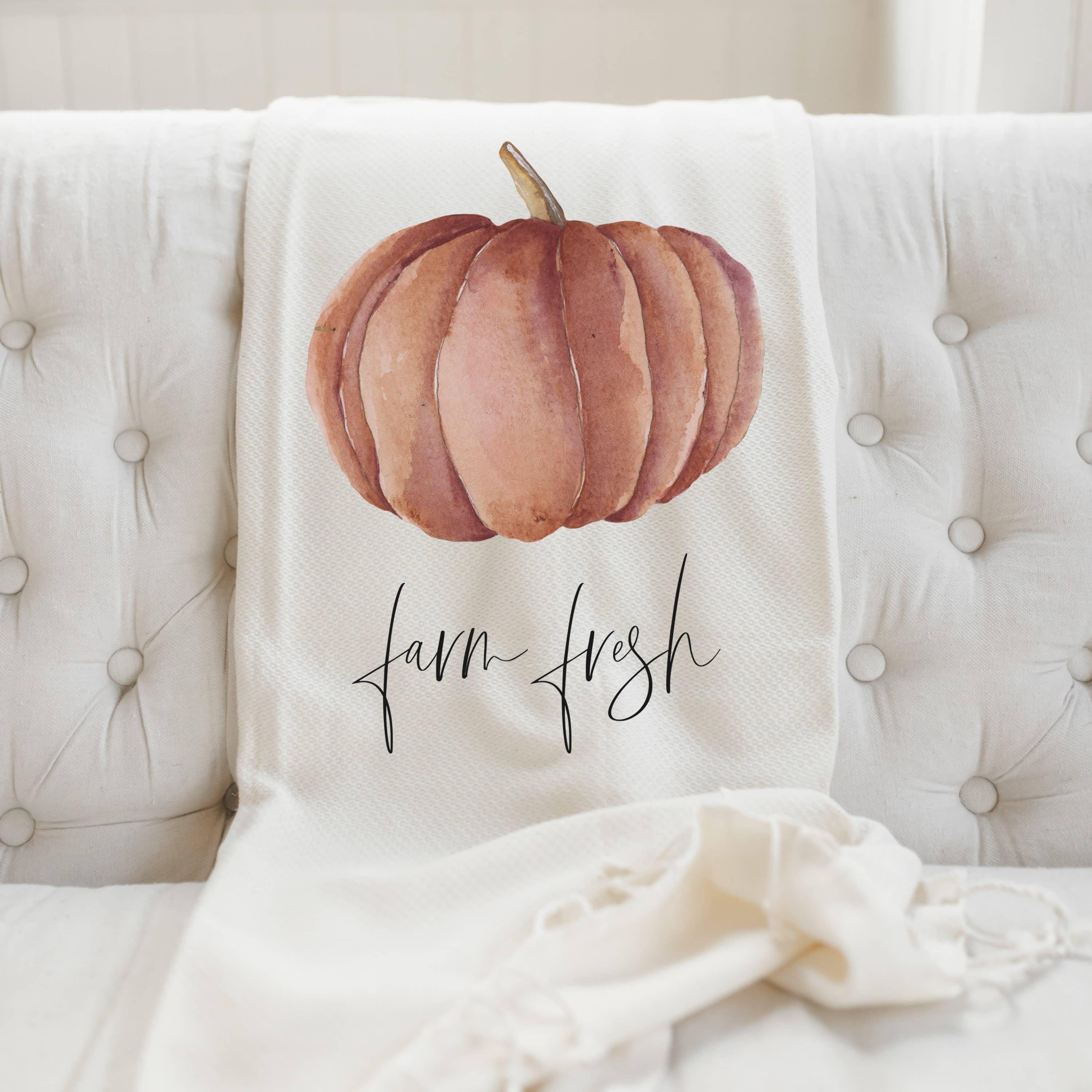 Throw Blankets - Farm Fresh Pumpkins Watercolor