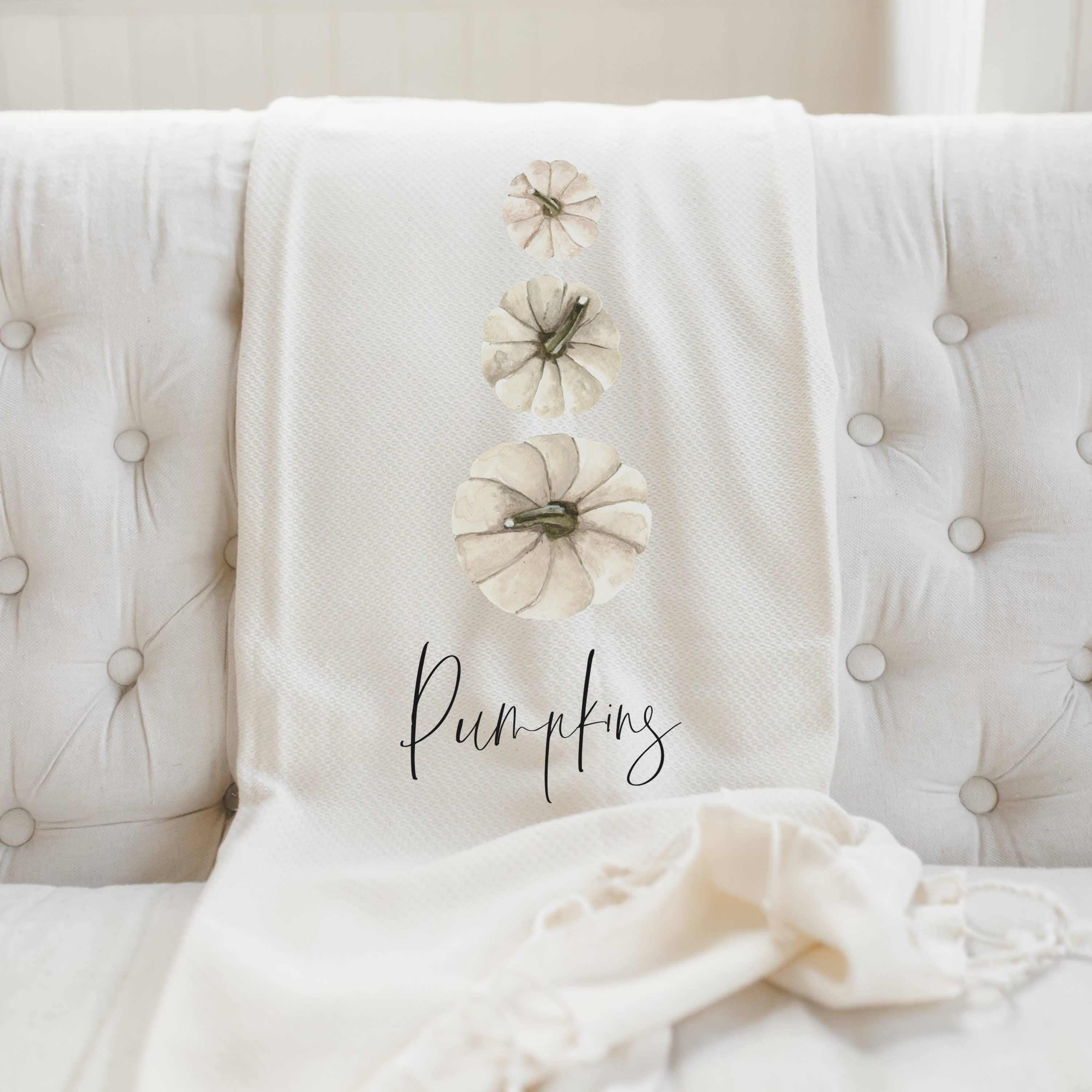 Throw Blankets - Pumpkin Stack v2 Watercolor