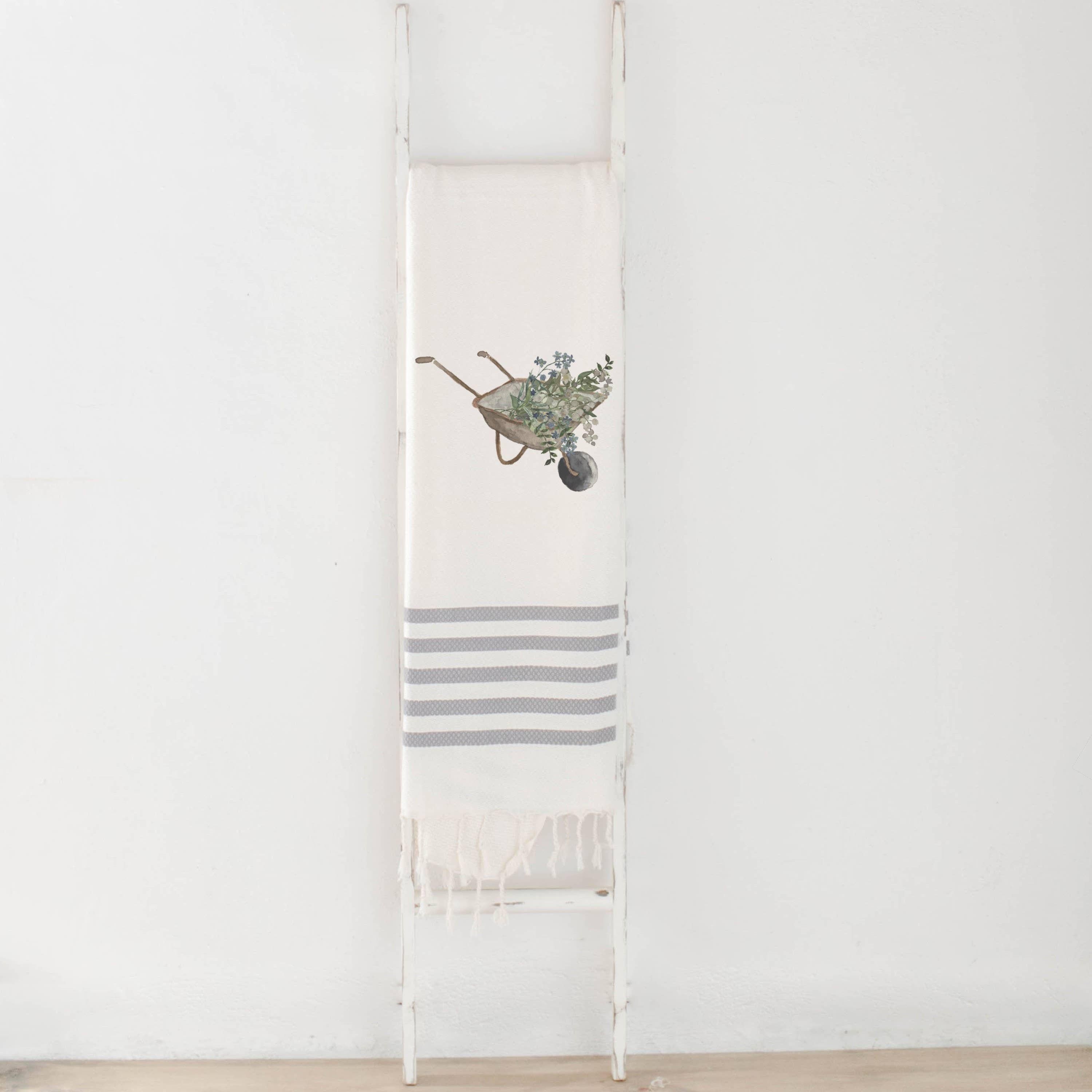 Throw Blankets - Wheel Barrow Watercolor