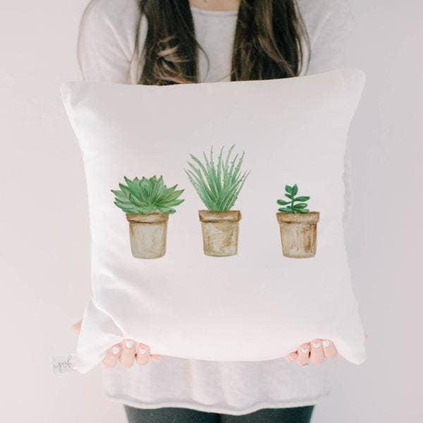 Throw Pillows - Succulent Pots Watercolor