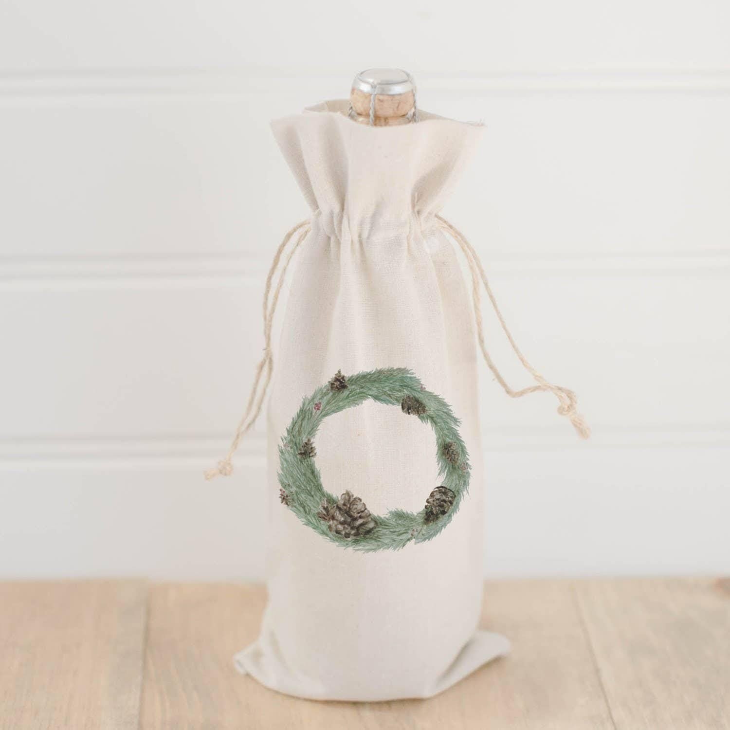 Wine Bags - Wreath Watercolor