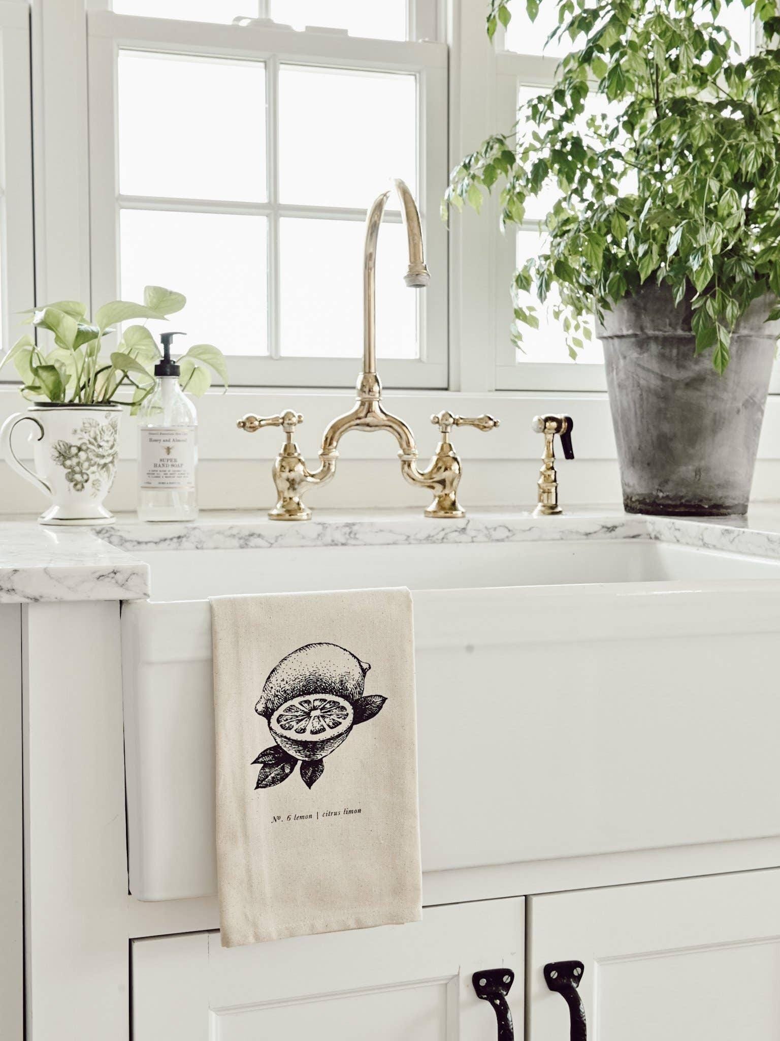 Tea Towel - FruitsVeggies Black + White