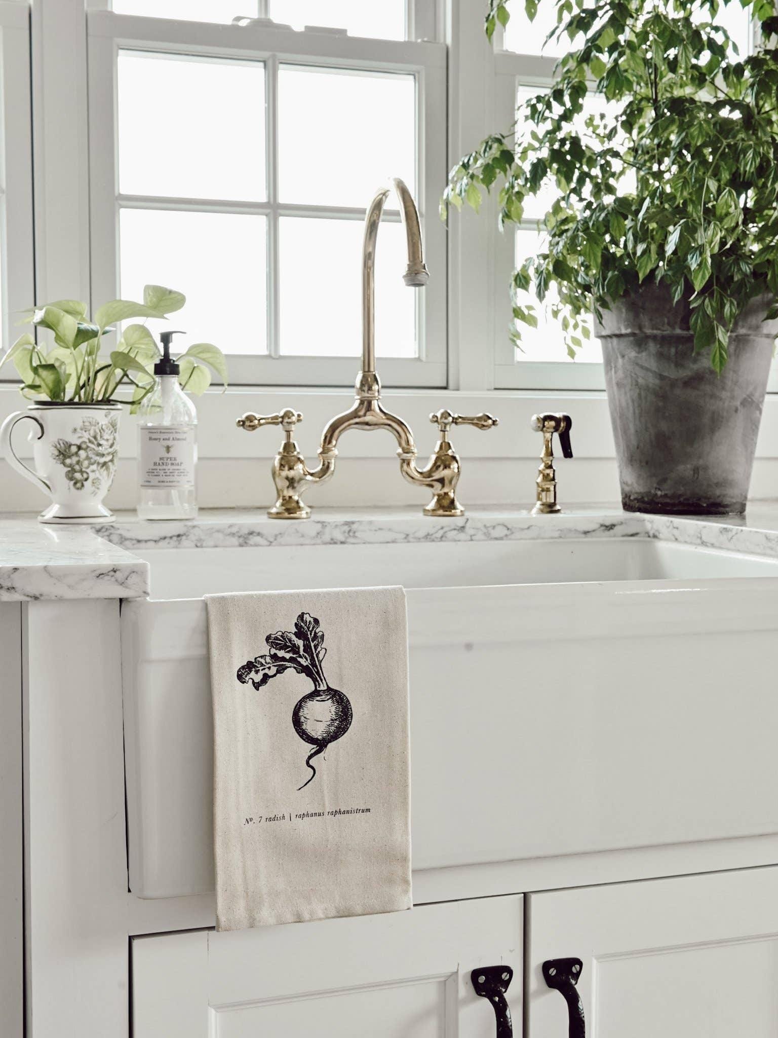 Tea Towel - FruitsVeggies Black + White