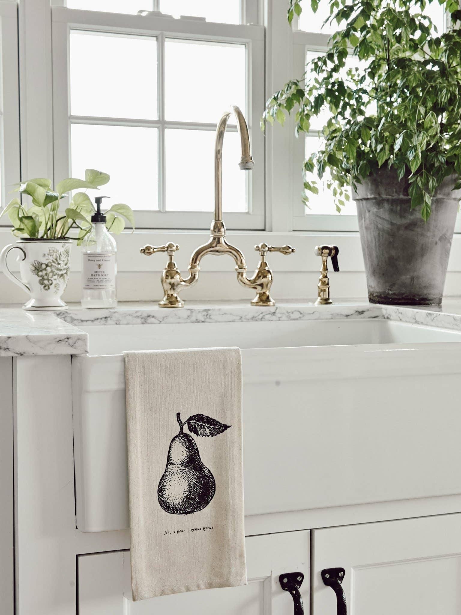 Tea Towel - FruitsVeggies Black + White