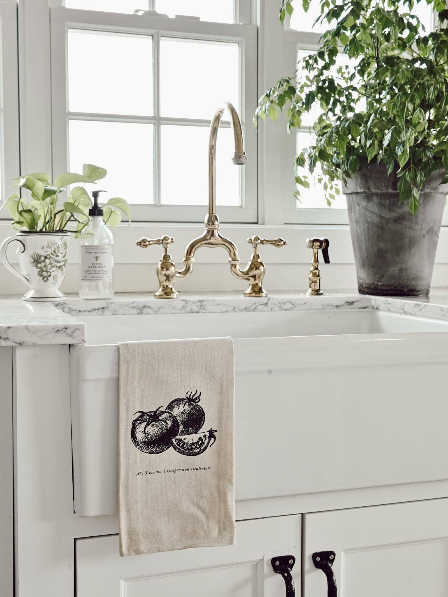 Tea Towel - FruitsVeggies Black + White