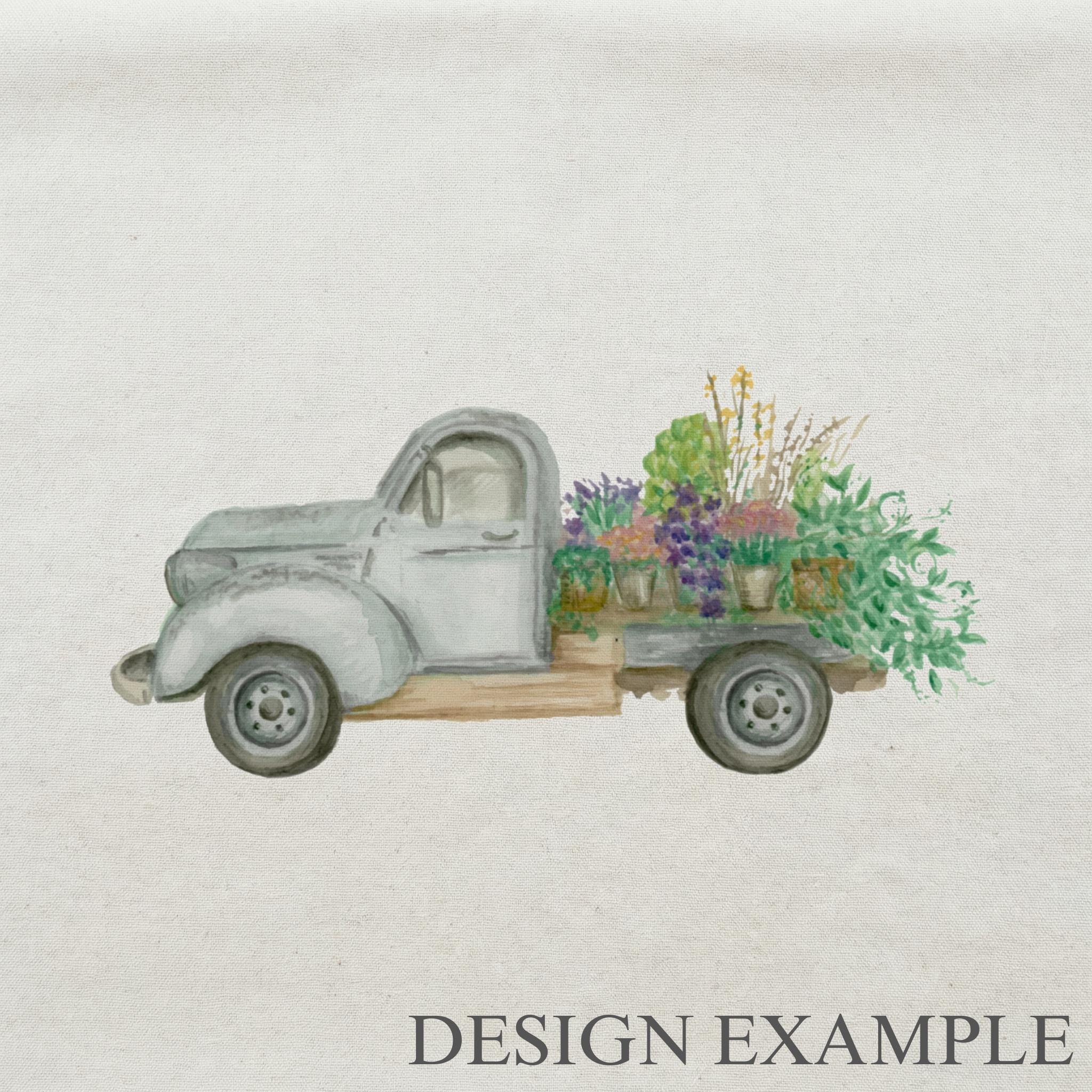 Lumbar Pillows - Flower Truck Watercolor -Spring Watercolor