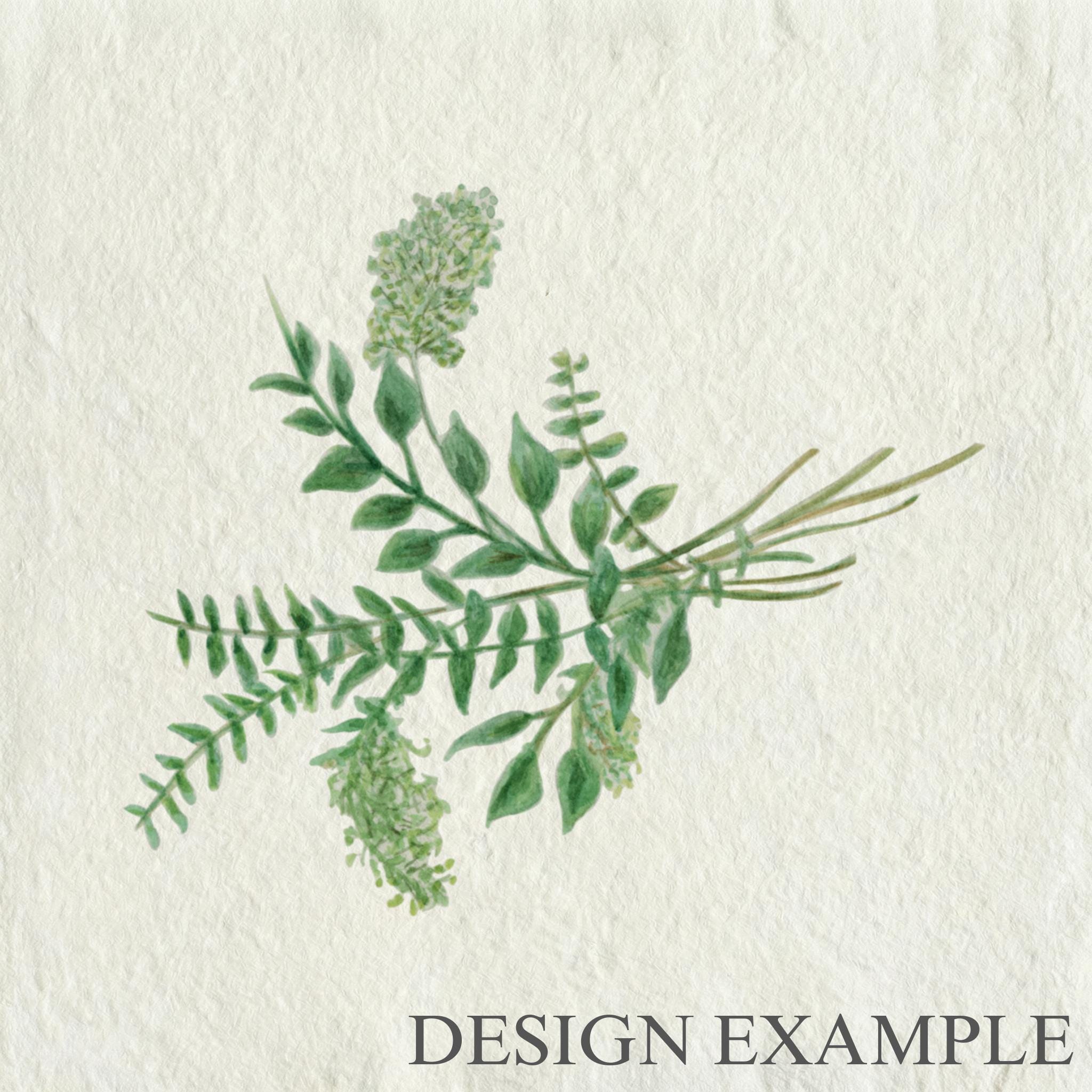 Glass Table Frames & Cards - Eucalyptus Bunch Watercolor