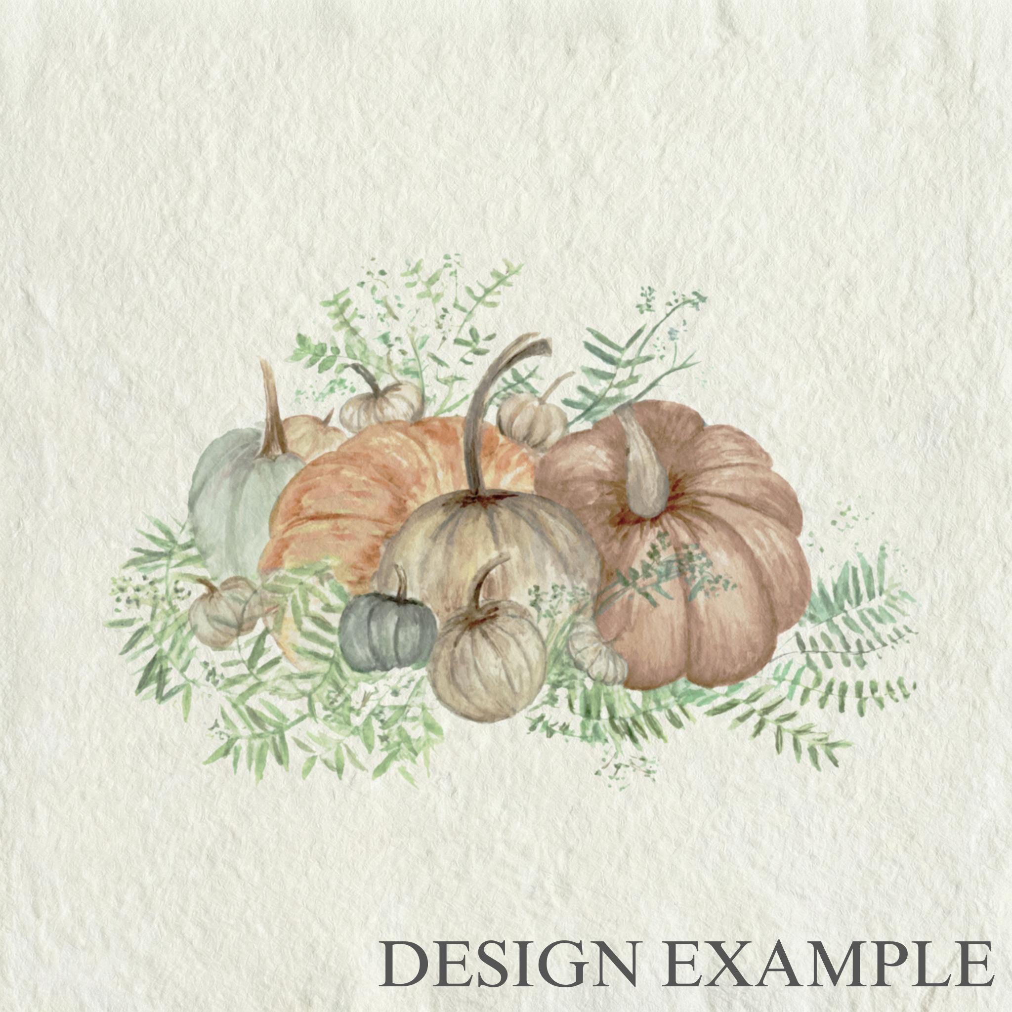 Glass Table Frames & Cards - Pumpkin Bunch Watercolor