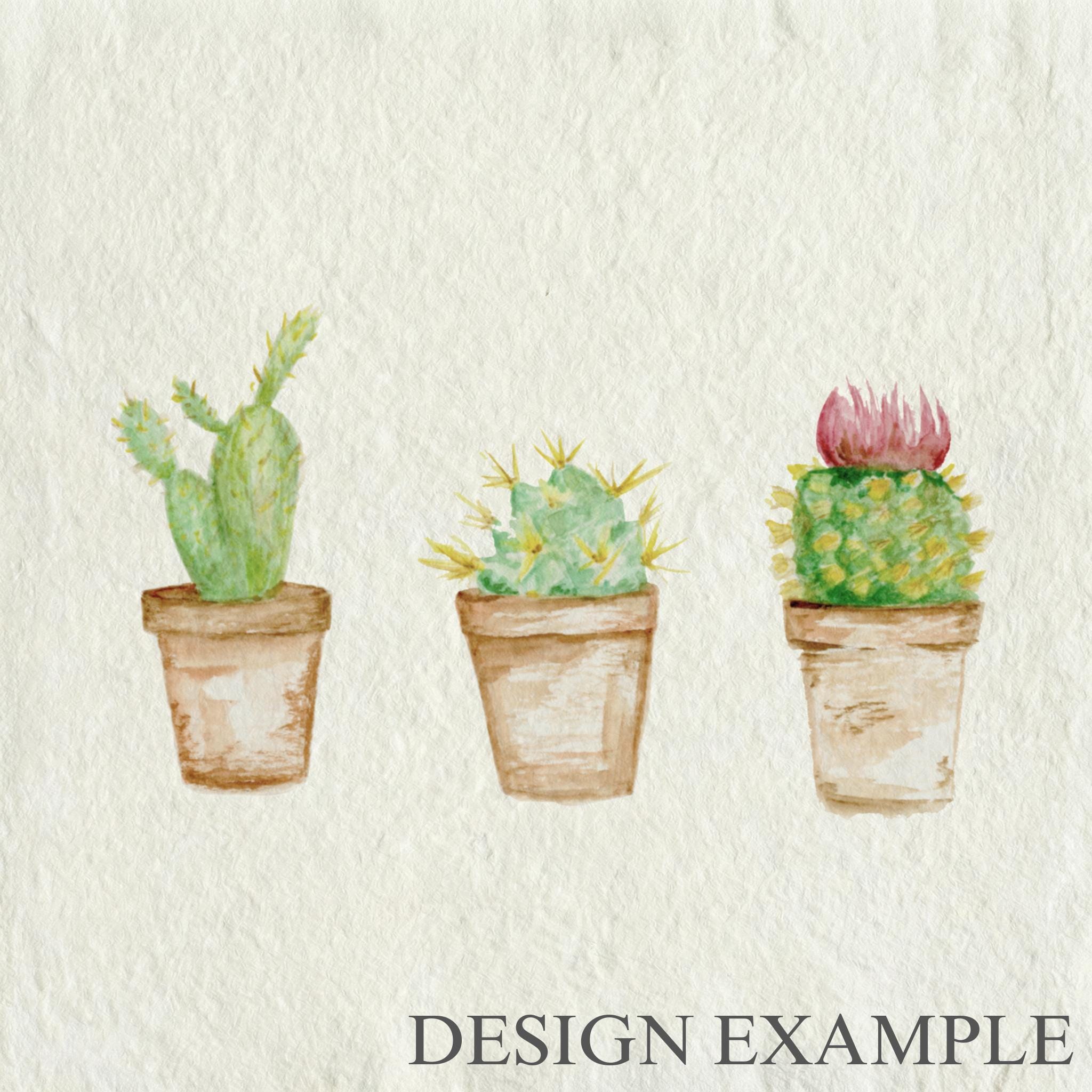 Glass Table Frames & Cards - Cactus Watercolor