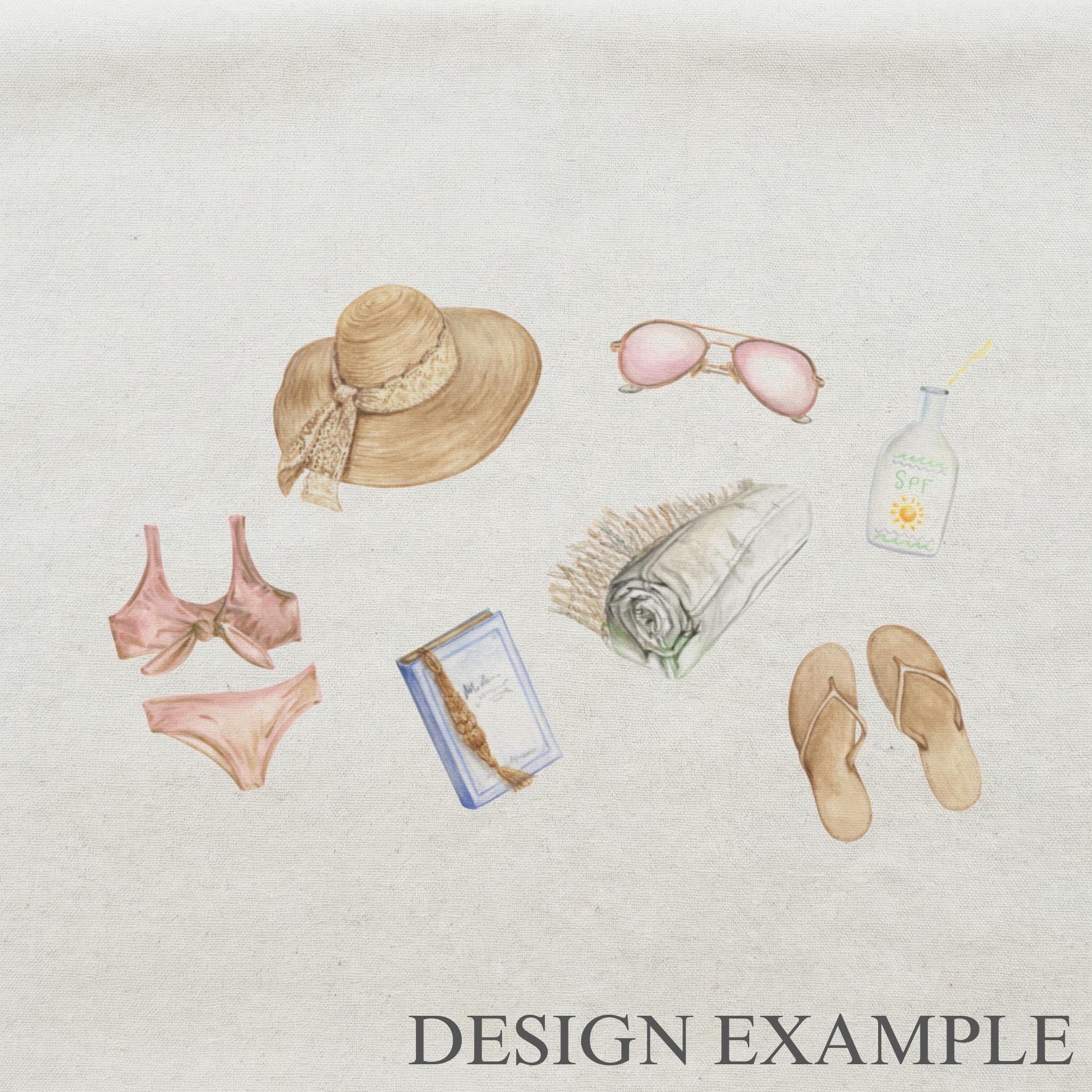 Tote Bags - Beach Essentials Watercolor