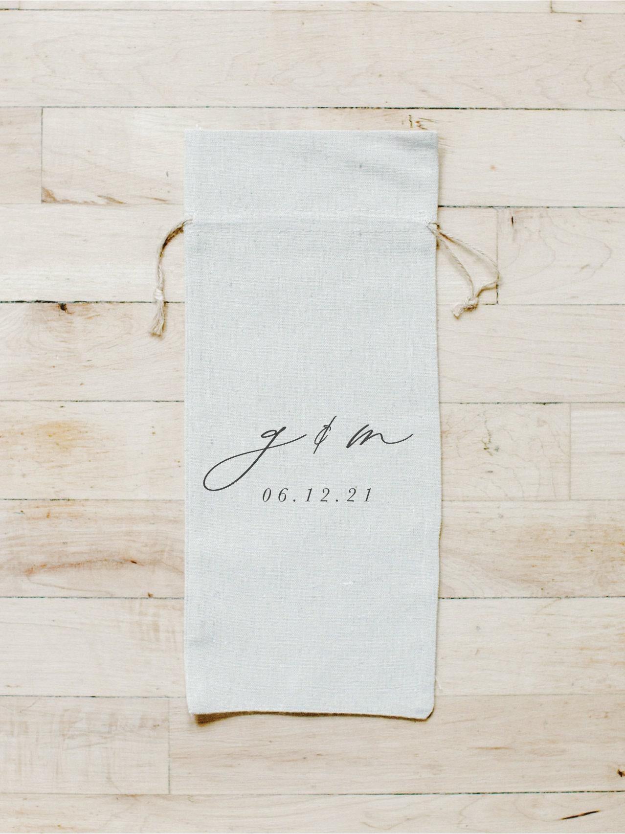 Personalized Wine Bags - Personalized Two Initials and Date