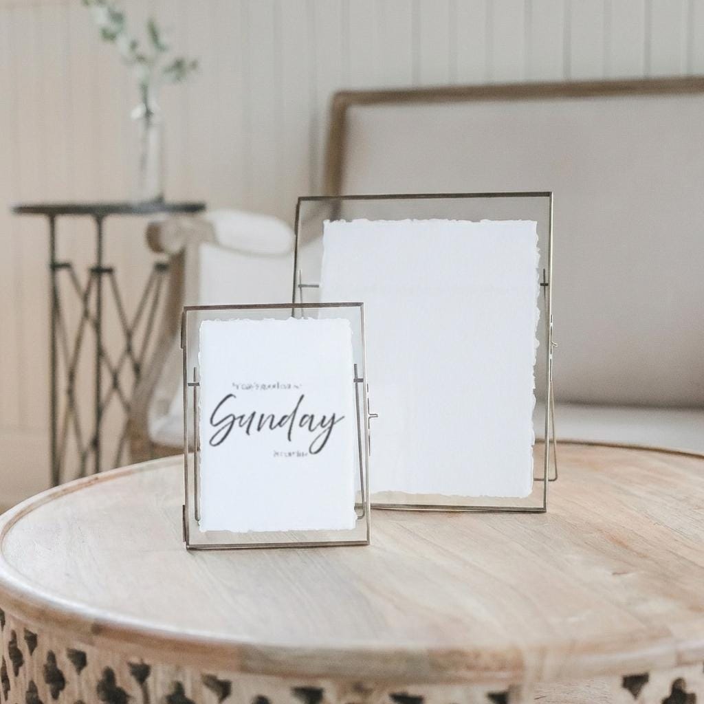 Glass Table Frames & Cards - Sunday Is Coming
