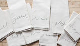 Cozy White Cottage Words Tea Towel