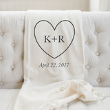 Personalized Heart, Initials, and Date Throw Blanket